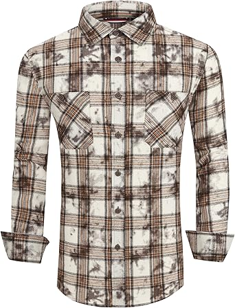 Alex Vando Mens Button Down Shirts Regular Fit Long Sleeve Casual Plaid Flannel Shirt