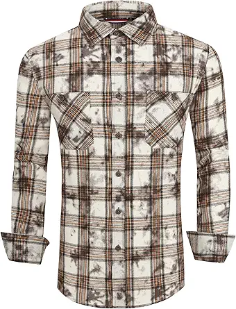 Alex Vando Mens Button Down Shirts Regular Fit Long Sleeve Casual Plaid Flannel Shirt