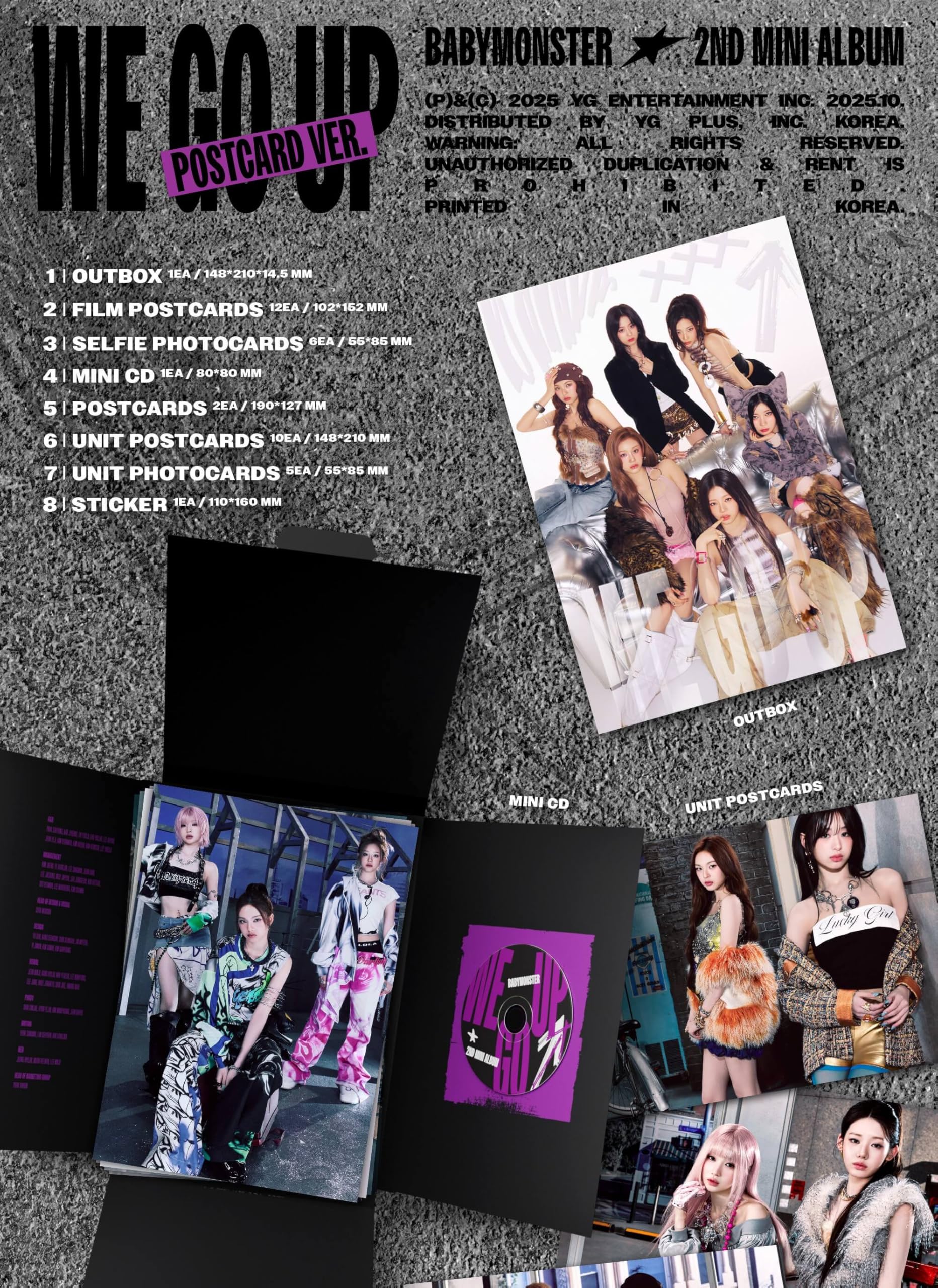 BABYMONSTER Album - WE GO UP POSTCARD Ver.+Pre Order Benefits+