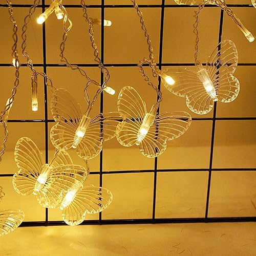 Miniatura 6 de Luces de cortina de mariposa 8 modos de 48 luces LED parpadeantes con control remoto de 49 pies alimentado por USB luces decorativas para dormitorio