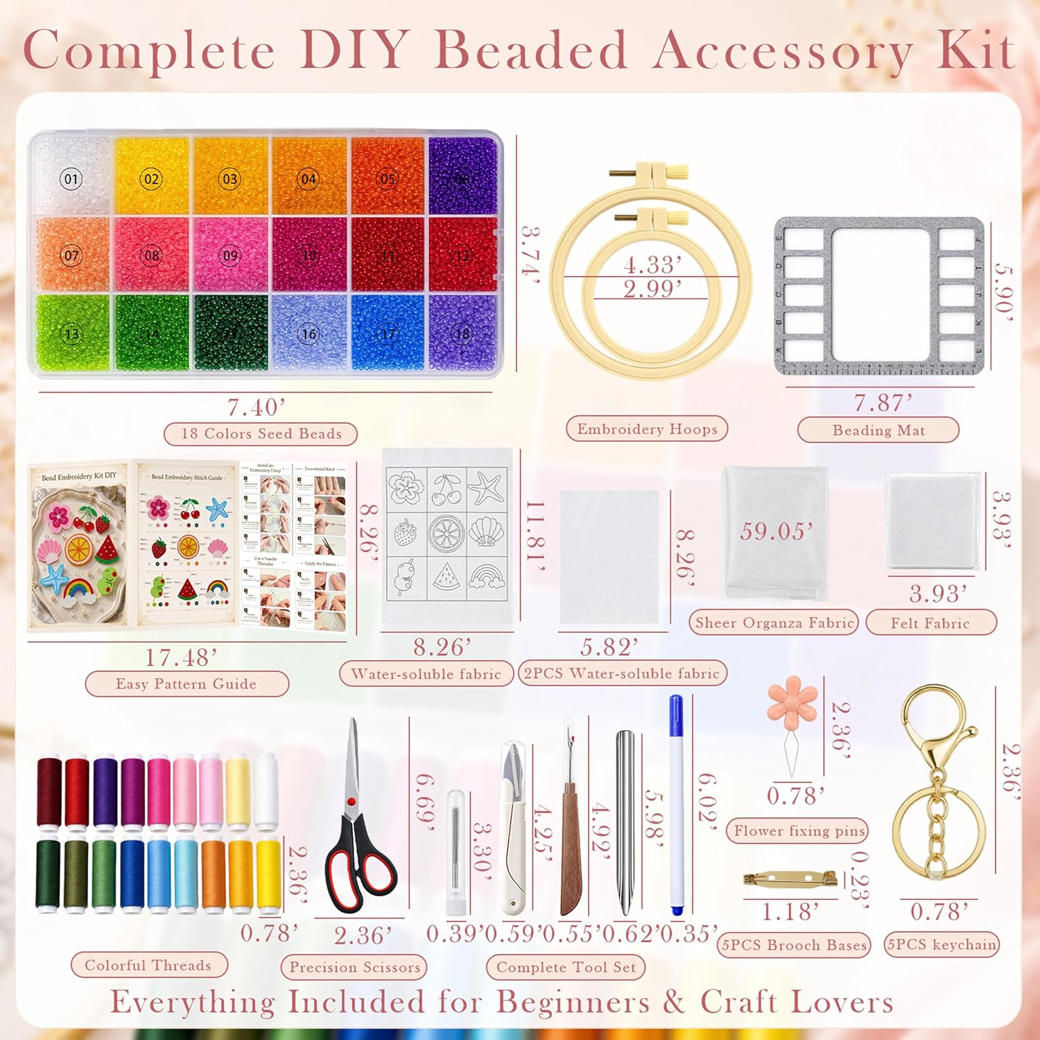 LYDZTION 11600Pcs Bead Embroidery Kit for Beginners DIY Craft with Tools image 2