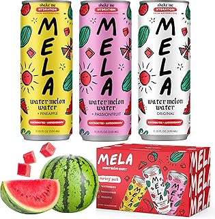 Mela Watermelon Water - Watermelon Juice, 100 Percent Natural Fruit Juice with Vitamin C, Electrolytes, Antioxidants - Coconut Water Alternative, Gluten-Free (Variety, 11.15 fl oz, 12-pack)