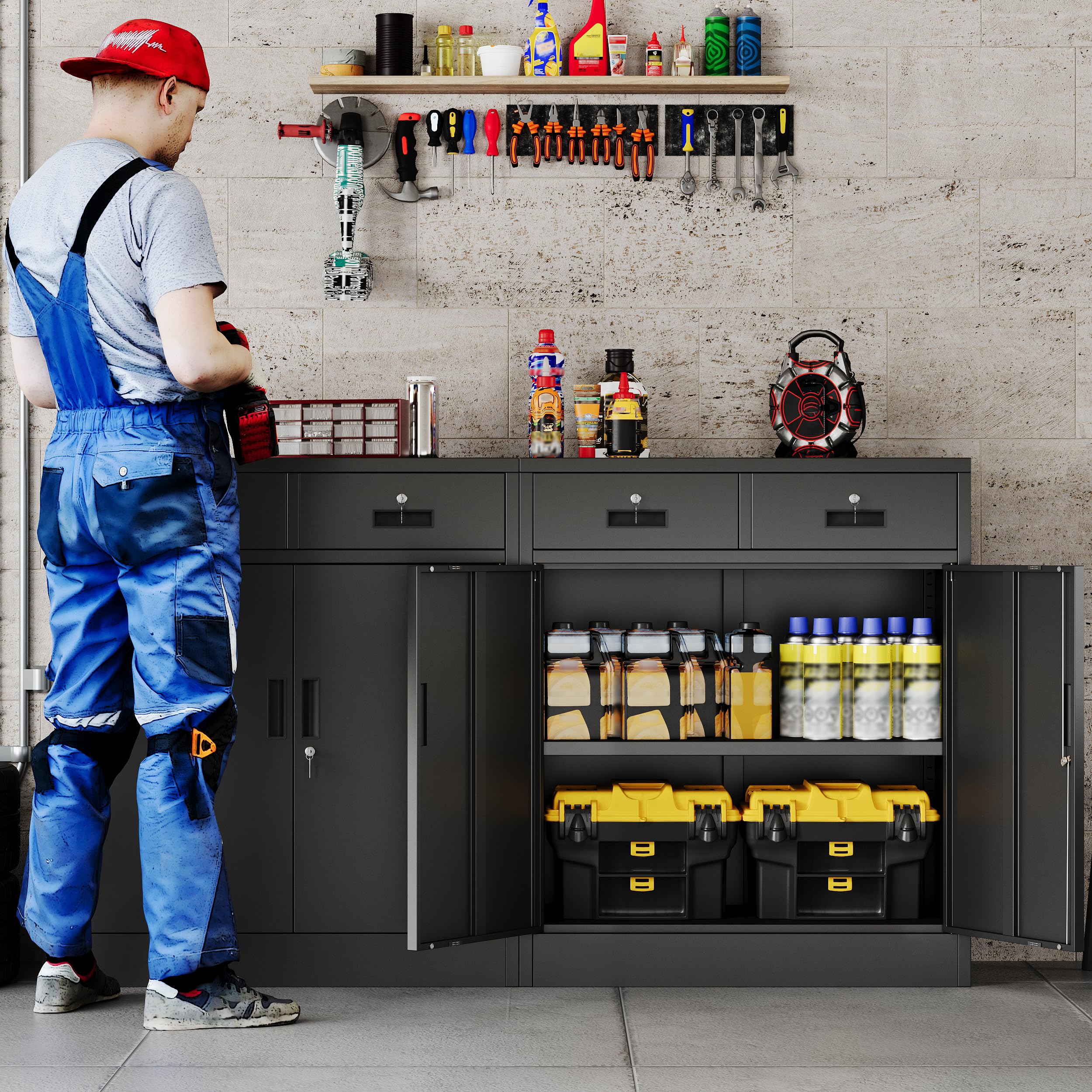 Amazon.com: YEEZER Metal Storage Cabinet with 2 Drawers, 36