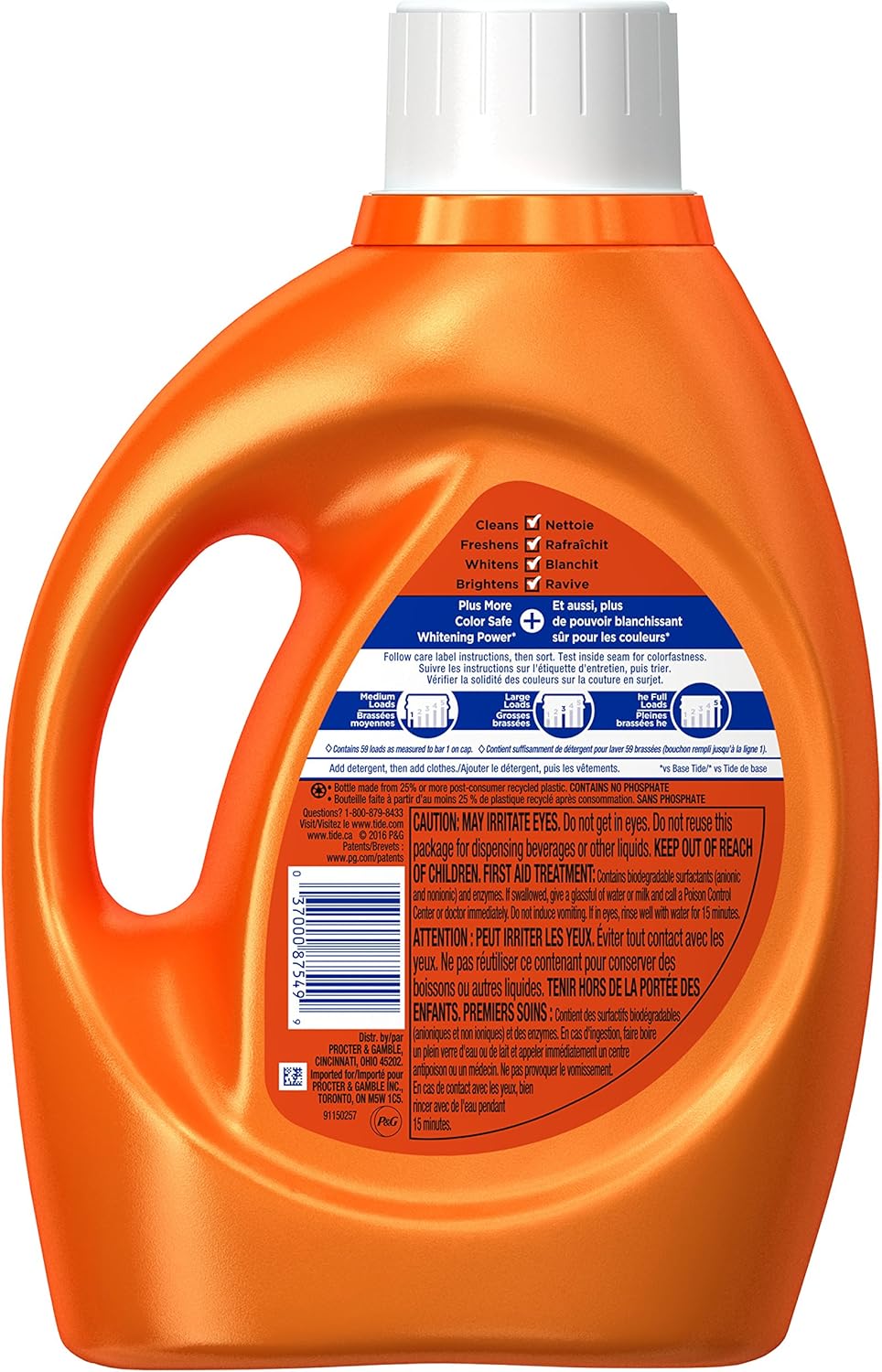 Tide Plus Bleach Alternative HE Turbo Clean Liquid Laundry Detergent, 92 fl oz, 59 loads
