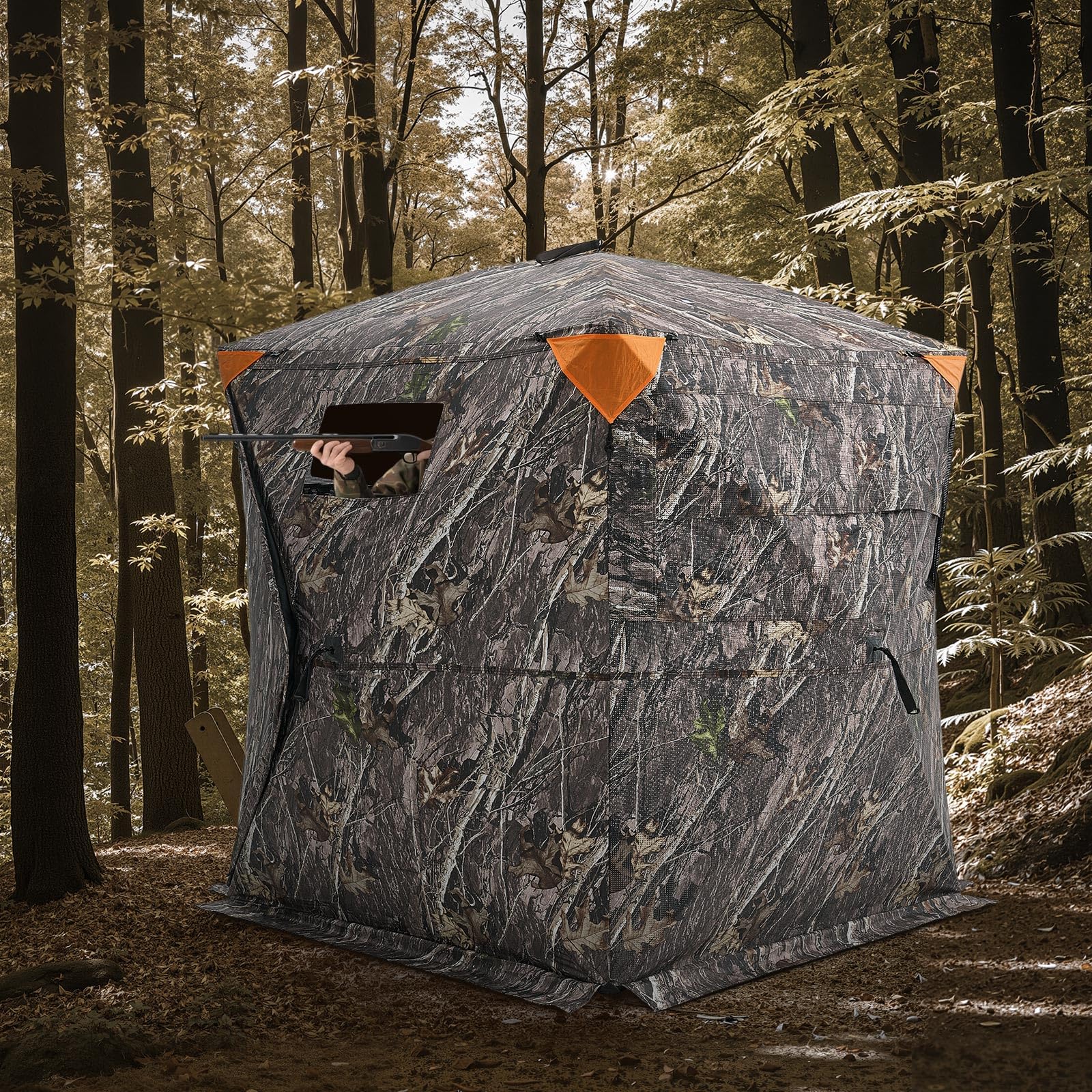 VEVOR Tenda da Caccia Pop-up per Cervo, Tenda da Caccia a 270° per 1-2 Persone con Borsa per Il Trasporto, Tenda da Caccia Portatile Resiliente, Rete Trasparente Unidirezionale Caccia Tacchino Cervo