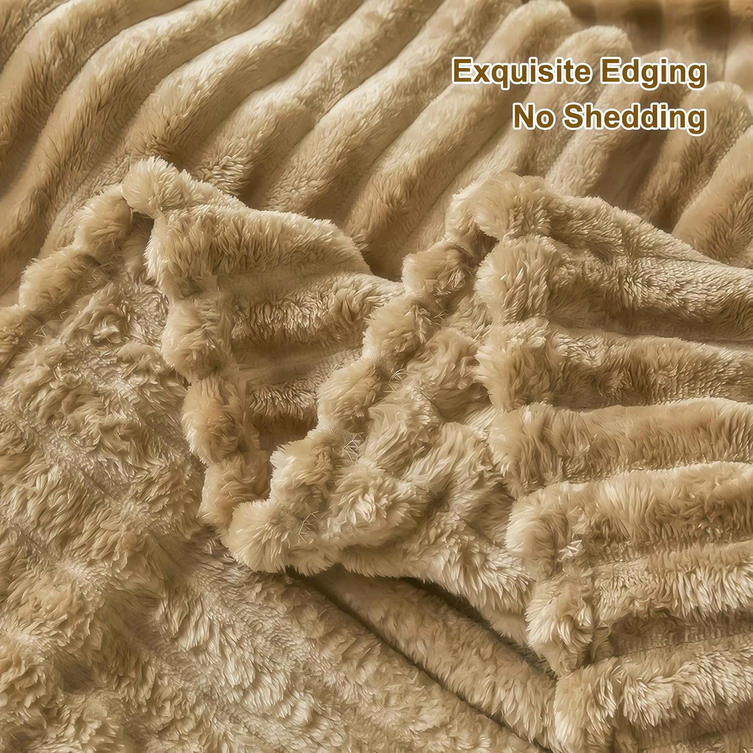 Faux Fur Throw Blanket, Lightweight Breathable Super Soft Throw for Couch, All-Season Fuzzy Plush Blanket for Sofa, Office Nap, Travel, Camping, 60"x80", Brown