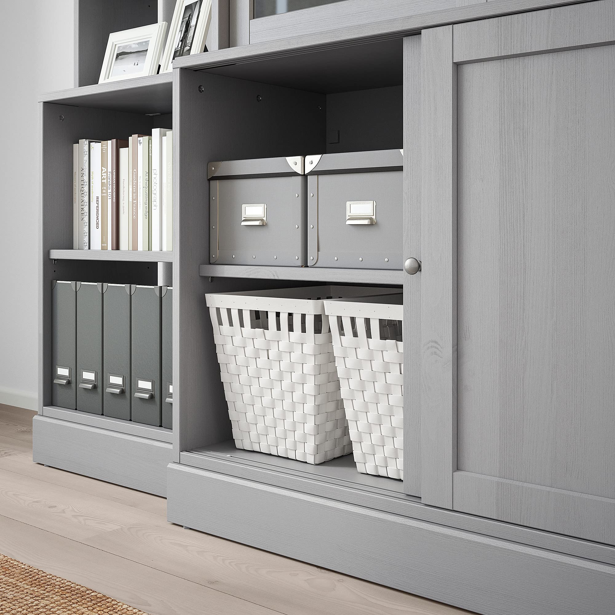 【12/7迄】IKEA(イケア) HAVSTA グレー Ikea HAVSTA storage comb w sliding glass doors, 243x47x212 cm
