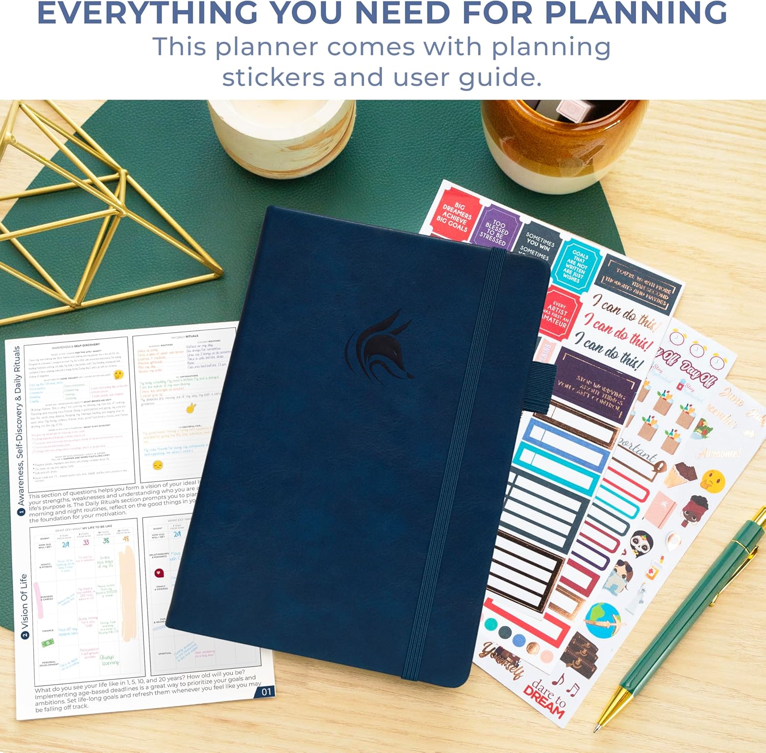 Clever Fox Planner Schedule – Undated Weekly & Monthly Life Planner with Time Slots, Appointment Book & Daily Organizer, A5 (Dark Blue)