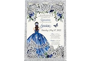 DORIS HOME Personalized Blue Butterfly Invitations for Sweet 16 Birthdays