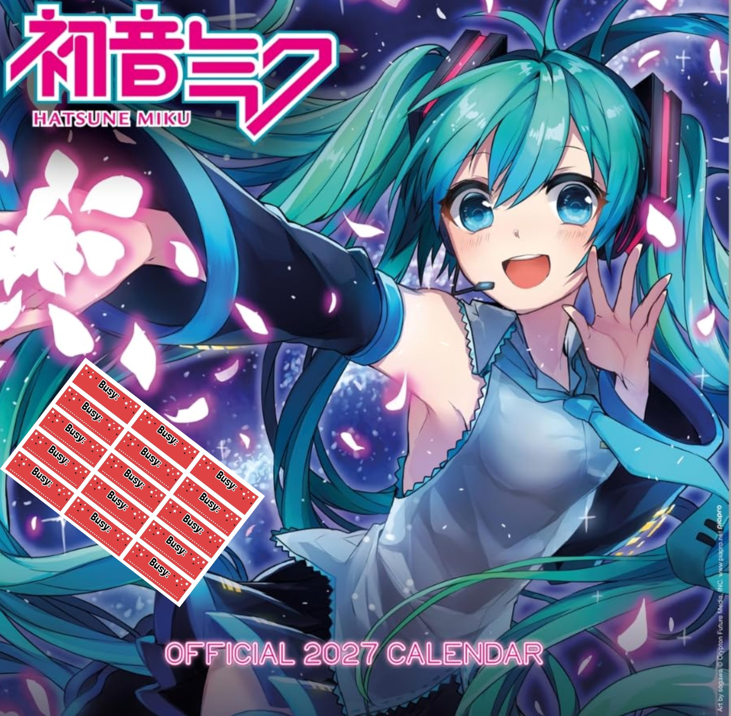 Hatsune Miku Calendar 2027 Square Calendar with Free Organisational Stickers included