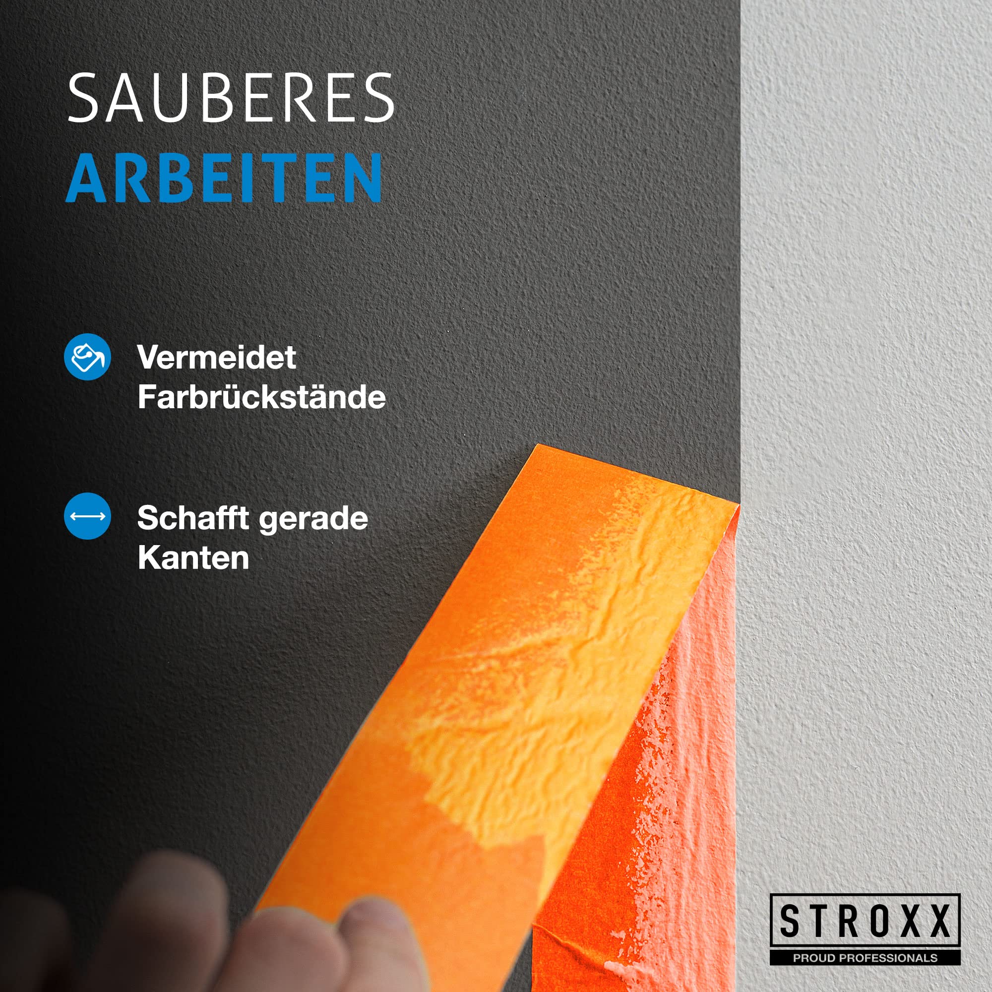 STROXX – 20x Putz- und Maler Abklebeband 50mm x 33m – Abdeckband orange für Malerarbeiten & Renovierungen – Malerkrepp zum Streichen & Lackieren – wasserfest & rückstandslos entfernbar
