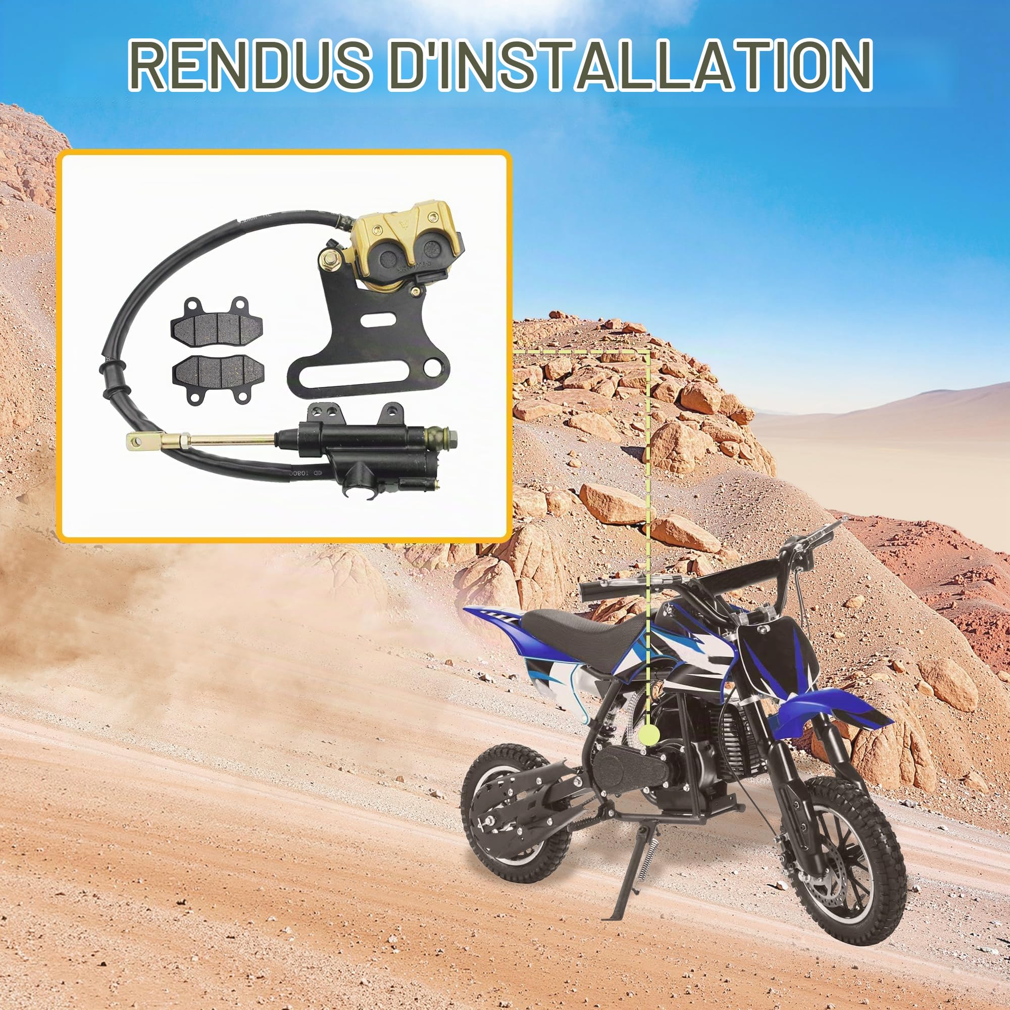 GOOFIT Ensemble De Maître-Cylindre De Frein d'Étrier Hydraulique Arrière Avec Plaquettes De Frein Remplacement pour 70cc 110cc 125cc 150cc Atv Quad