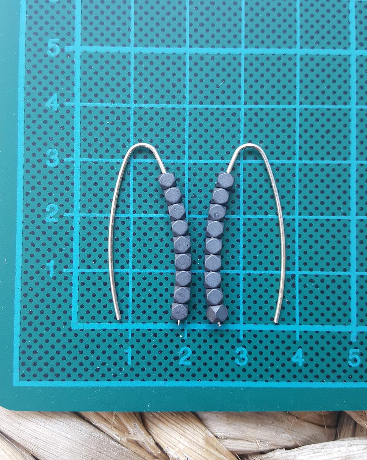 Minimal Design Sterling Silver Hematite Earrings, Handmade Gemstone Jewelry, Bohemian Style, Gift for Her