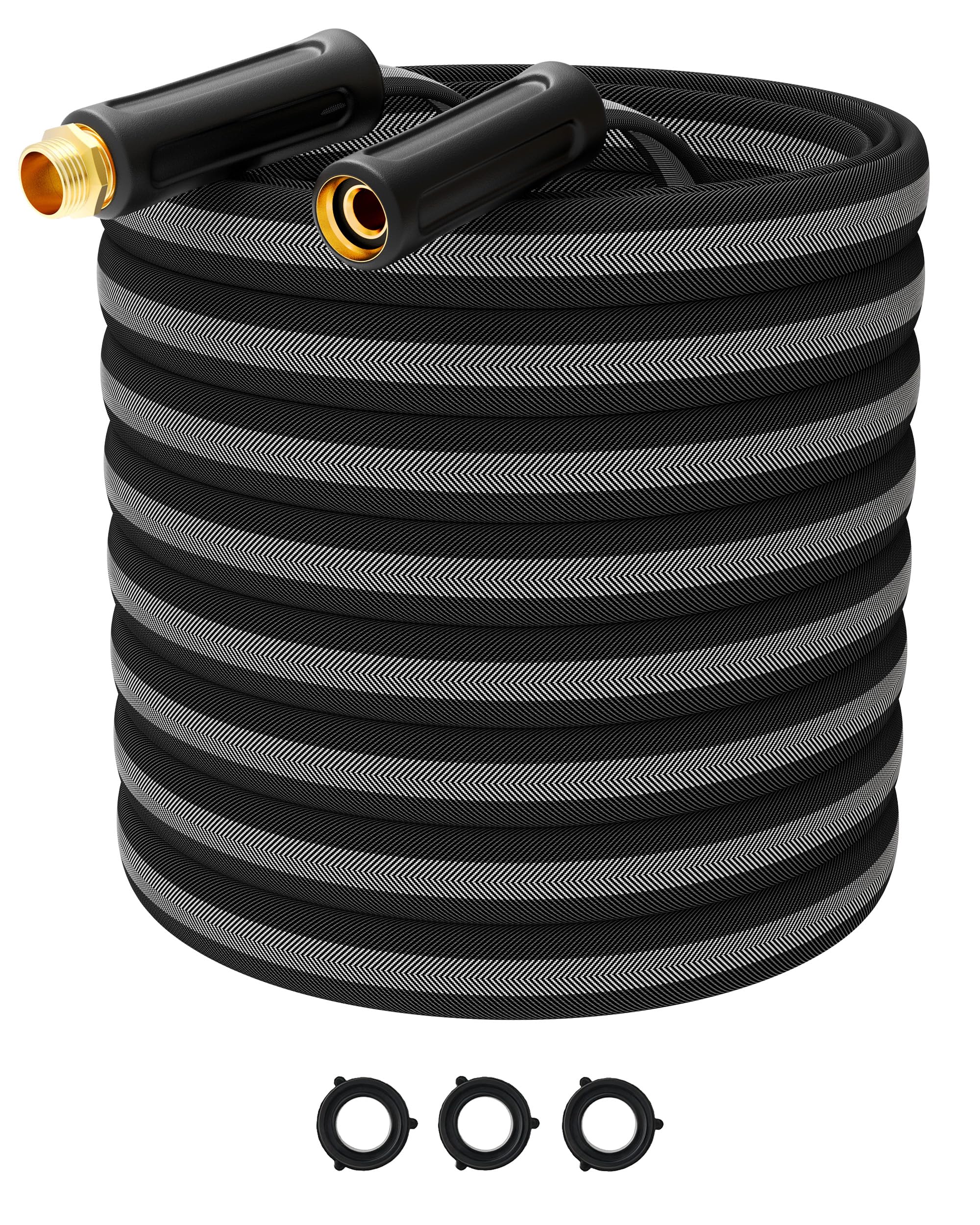 Photo 1 of 100FT Garden Hose, 2026 New Upgraded Fabric Thickened Non-Expanding Water Hose, Ultra Lightweight & Flexible, Burst-Resistant, Kink-Free Hose 700 PSI for Outside, RV, Yard, 3/4GHT, Black-Gray