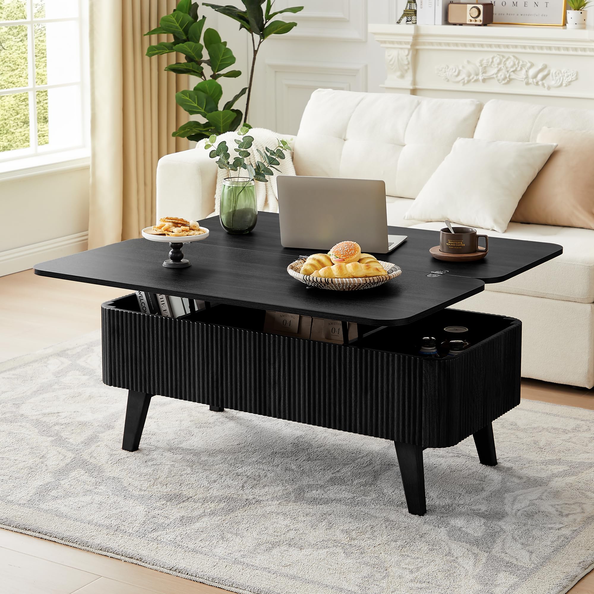 In Lift Top Coffee Table Fluted Convertible Coffee