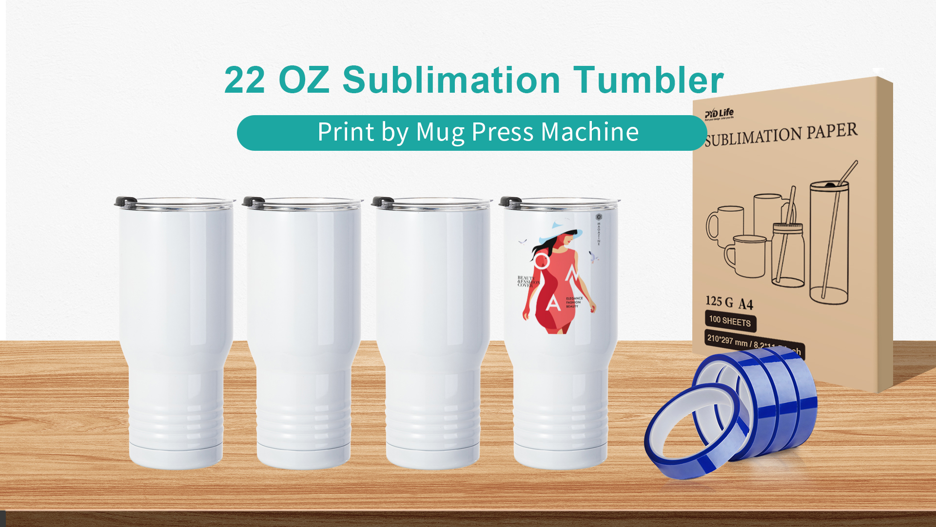 PYD Life Lot De 4 Gobelets à Café Vierges De 390 Ml Avec Couvercle