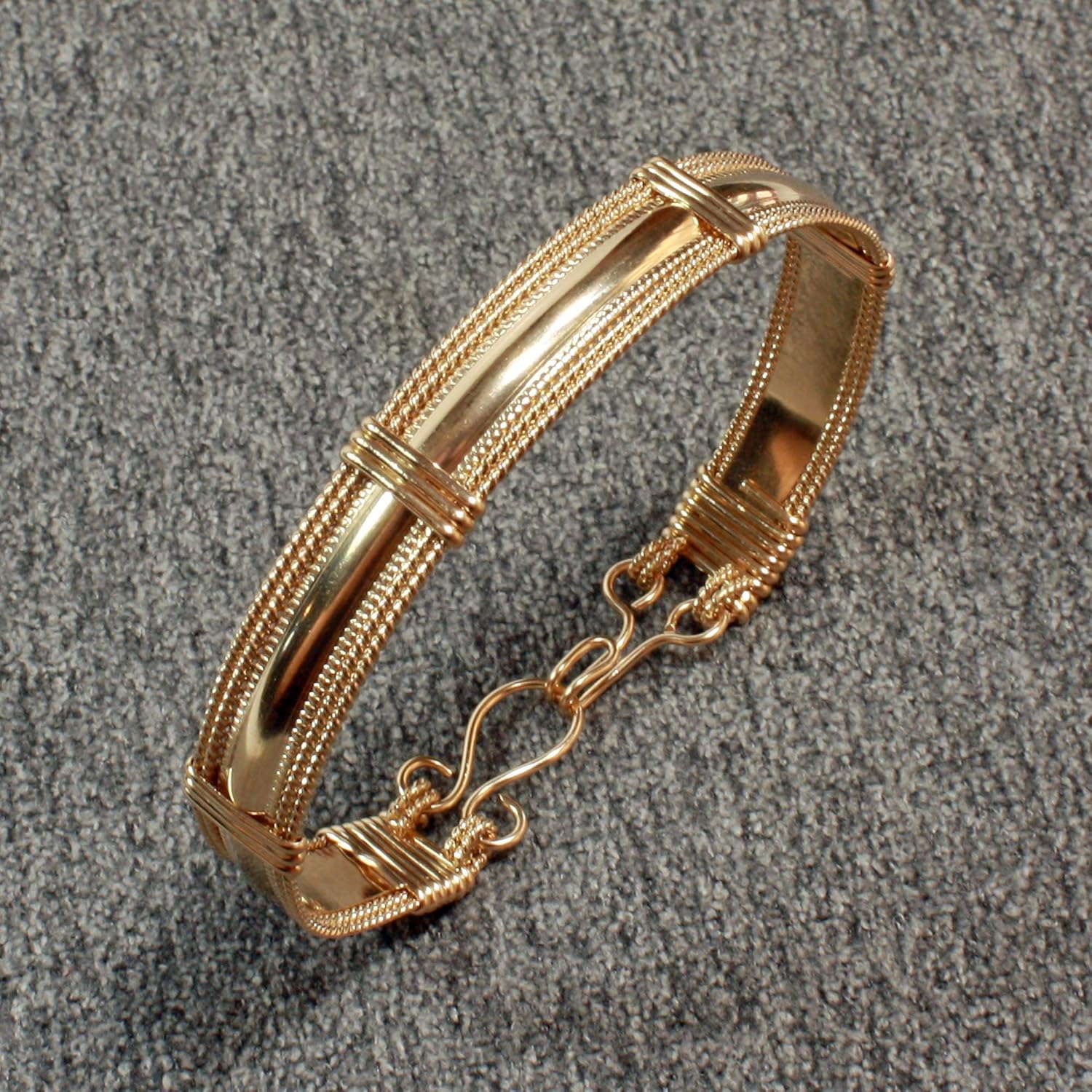 Designer Real 14K Gold Filled Bangle, Gold Bracelet for Women, Smooth Pattern