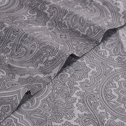 Miniatura 3 de Superior, juego de sábanas de 4 unidades, mezcla de algodón de 600 hilos, estampado, tamaño California King, azul marino, Tejido mixto de algodón,