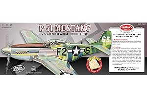 Guillows Laser Cut Model Airplane Kits: P51 Mustang Laser Cut Model Kit, Yellow, Small