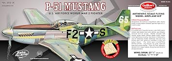 Guillows P51 Mustang Laser Cut Model Kit, Yellow, Small