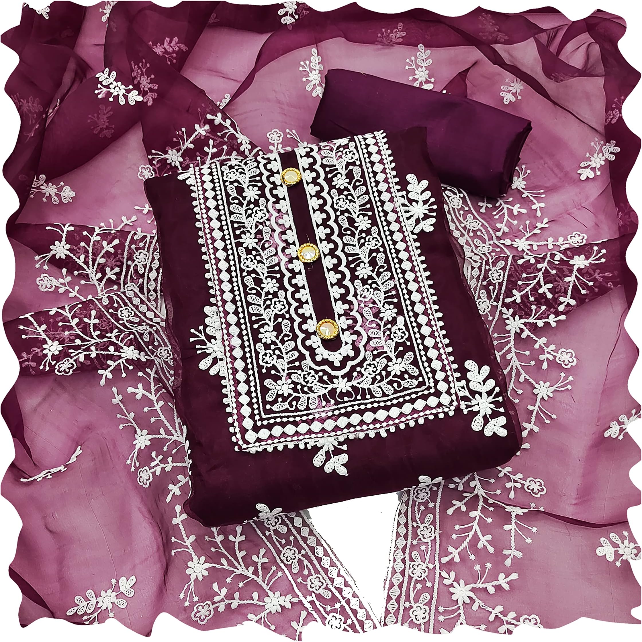 HMP Fashion Womens Organza silk muilty sequence work dress material with embroidery work dupatta salwar suit