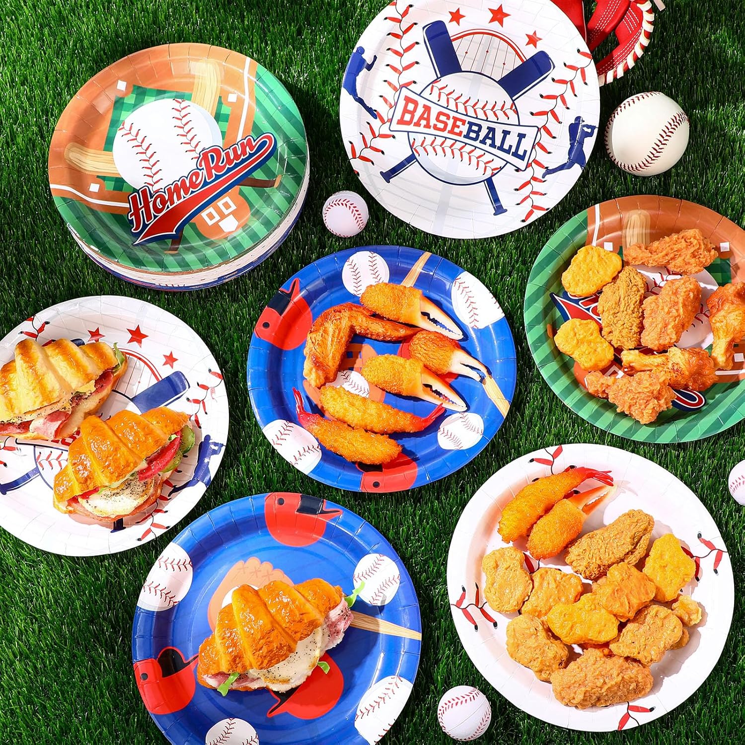 60 Pcs Baseball Paper Plates Party Supplies 9 Inch Baseball Themed Birthday Party Decorations Disposable Plates for Adults Game Day Birthday Favors