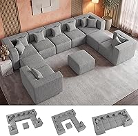 Vista 23 de Sofá Modular Seccional Nube para Sala de Estar - Juego de Sofás de Chenilla Convertible de 4 Plazas de 130'' con Otomana, Sofás de Compresión sin