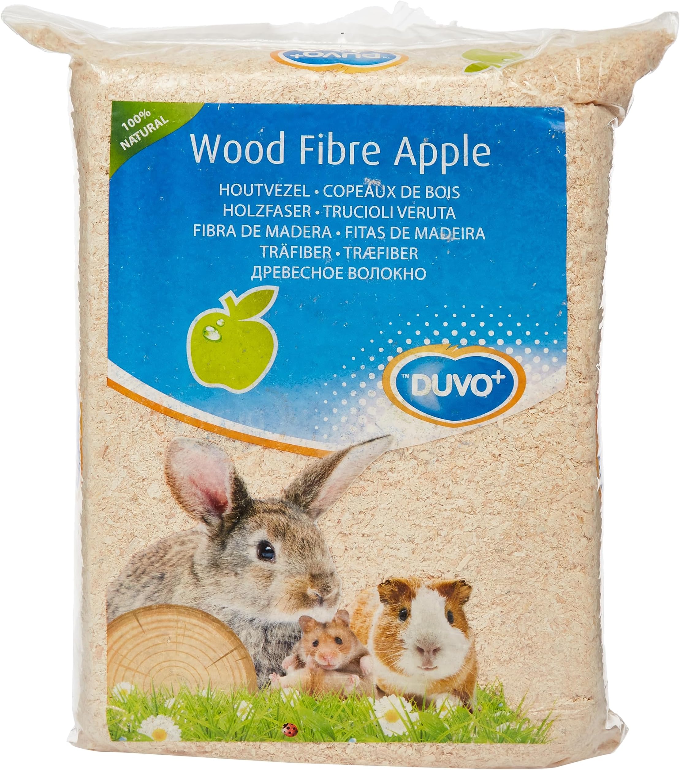 Duvo+ Wood Fibre Bedding with Apple Fragrance 3.6KG: Natural and Absorbent Bedding Material for Small Animals, Provides a Comfortable and Odor-Controlling Environment