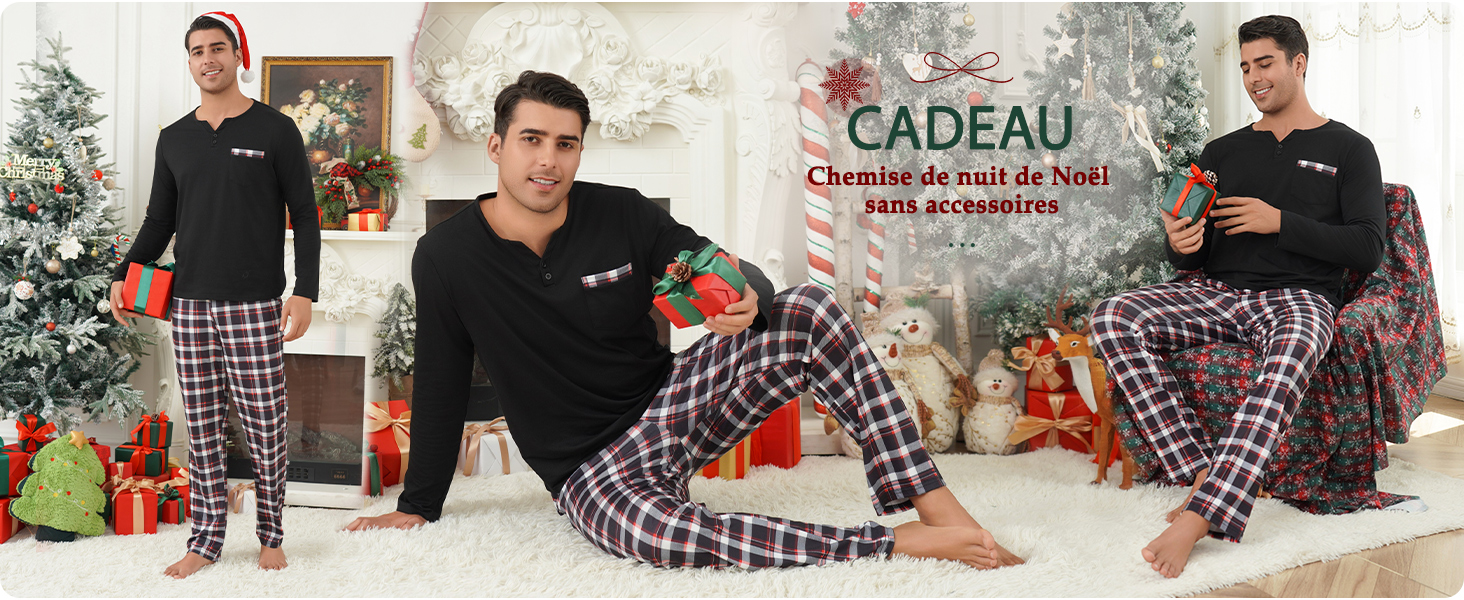 Bresdk Pyjama Homme Set Long Coton Hiver Vêtements De Nuit