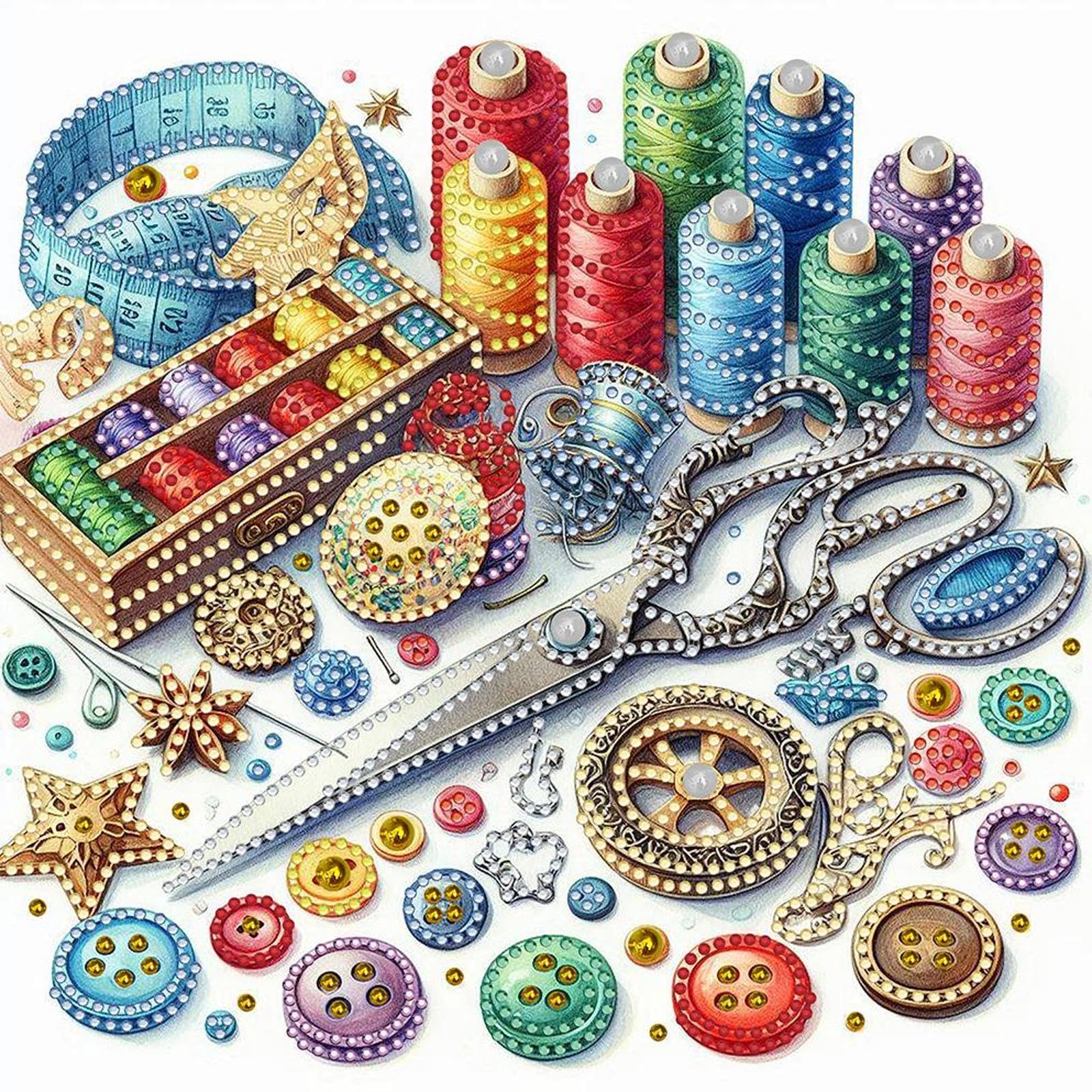 Sewing Machine Special Shape Diamond Painting - 5D Diamond Art Kits for Adults, Diamond Painting Partial Drill Crystal Rhinestone Art, DIY Diamond Art Kits for Adults, 11.8x11.8 Inch (B)