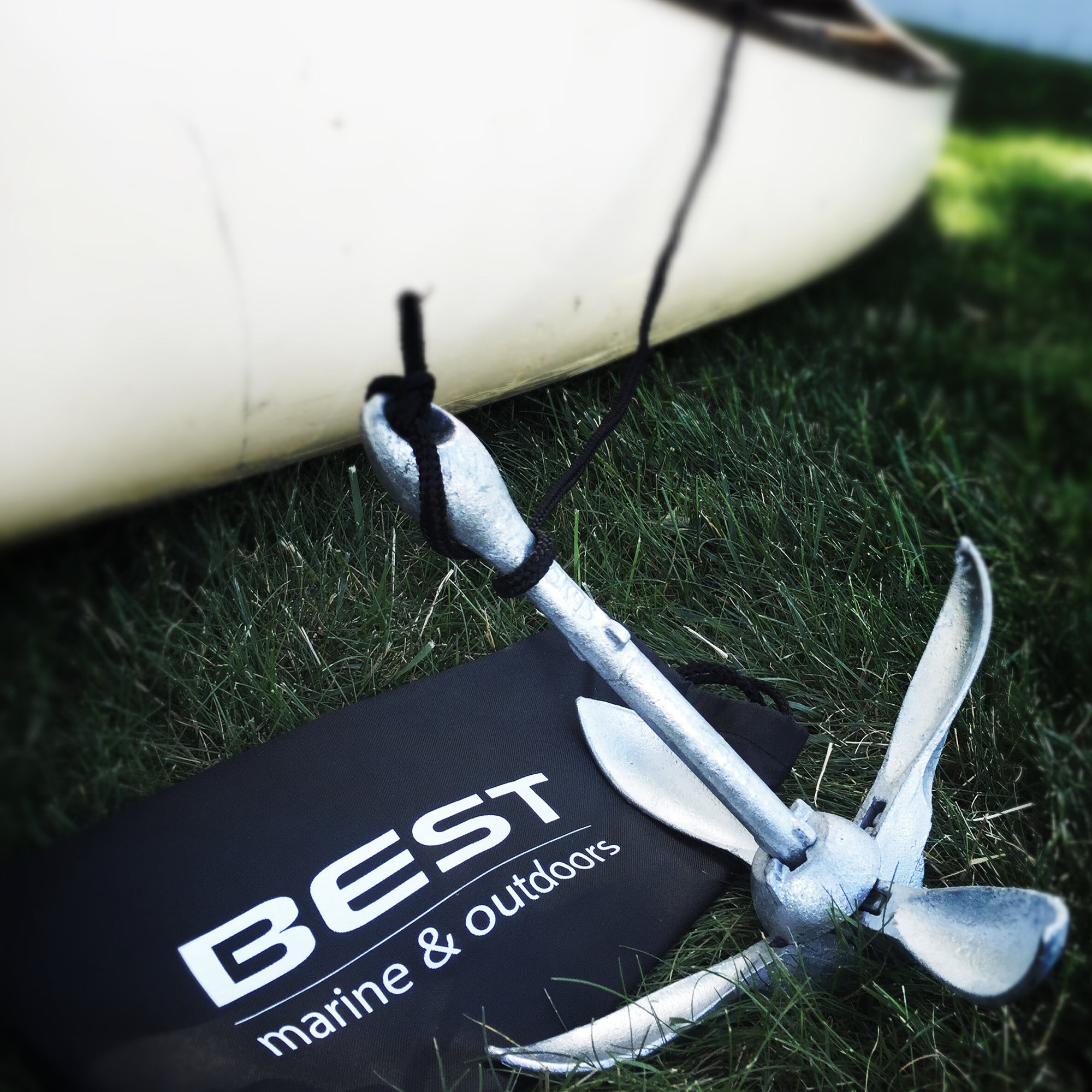 Best Marine Kayak Anchor with 12m Rope. Premium 1.6kg Folding Anchor