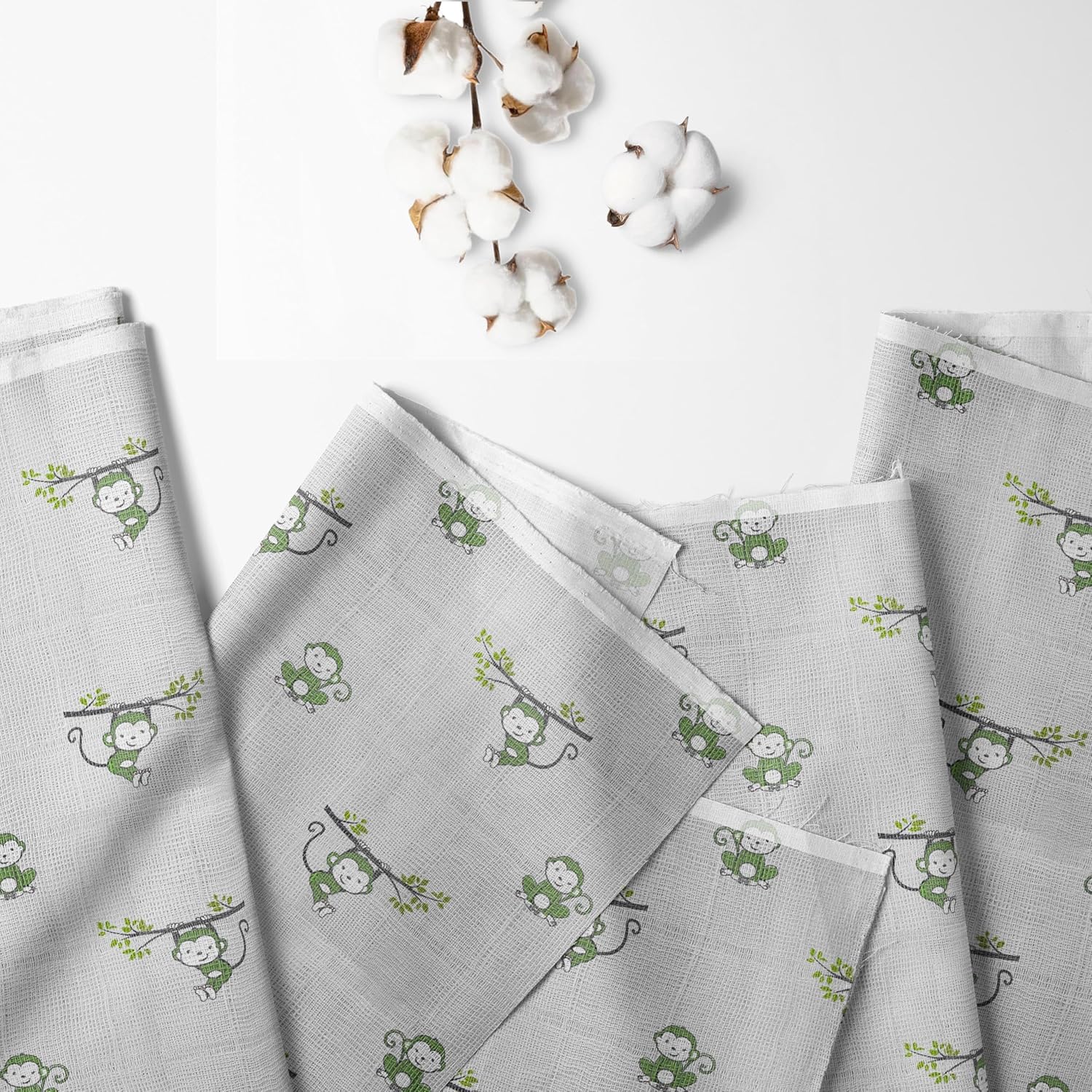 Bacati - Happy Monkeys 2 Pack Essentials Classic Super Soft Breathable 100% Cotton Muslin Baby Crib Fitted Sheets - Fits Standard 28 x 52 x 5 Crib & Toddler Mattresses (Green/Grey Unisex)