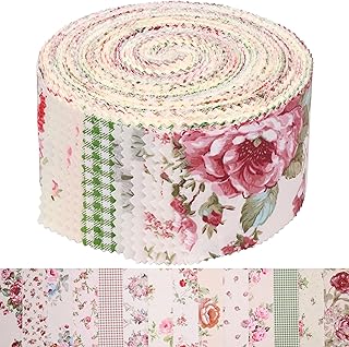 Hanjunzhao Jelly Roll Fabric Strips for Quilting, Crafting, and Sewing, 42 Strip Jelly Rolls Fabrics Clearance, Soft Cotton for Blanket, Rug, Upholstery, Home Decor, and Purse Making, Vintage Floral