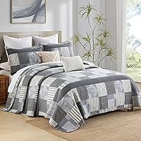 Vista 144 de Homzard King Size Quilt Set, Grey White Snowflake Striped Comforter Set,Cotton Gray Bedspread King Size, Lightweight Comforter Fall Bedding 3 Piece