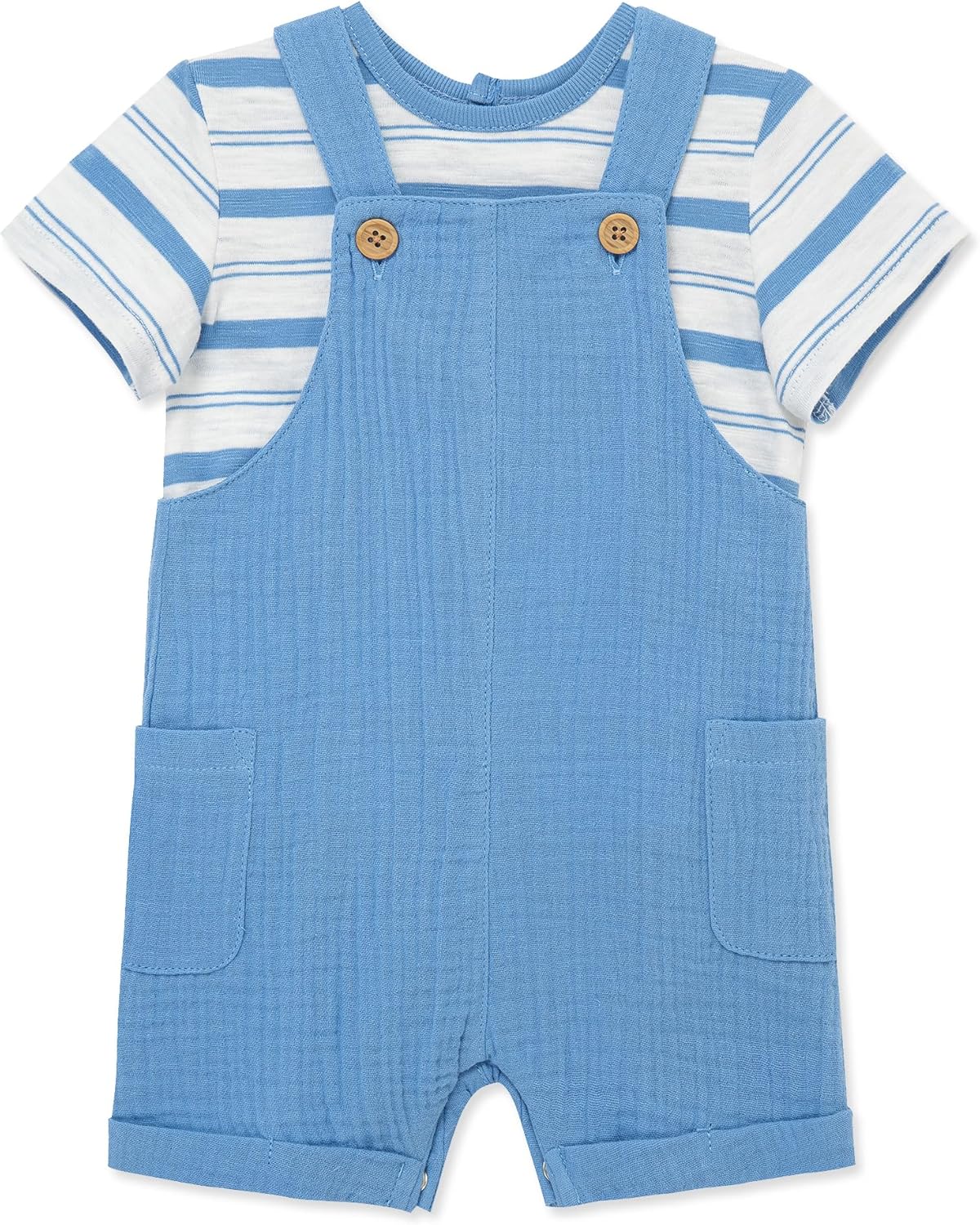 Little Me Baby-Boys 2-piece Gauze Tee Shirt and Shortall Set, 3 to 12 Months