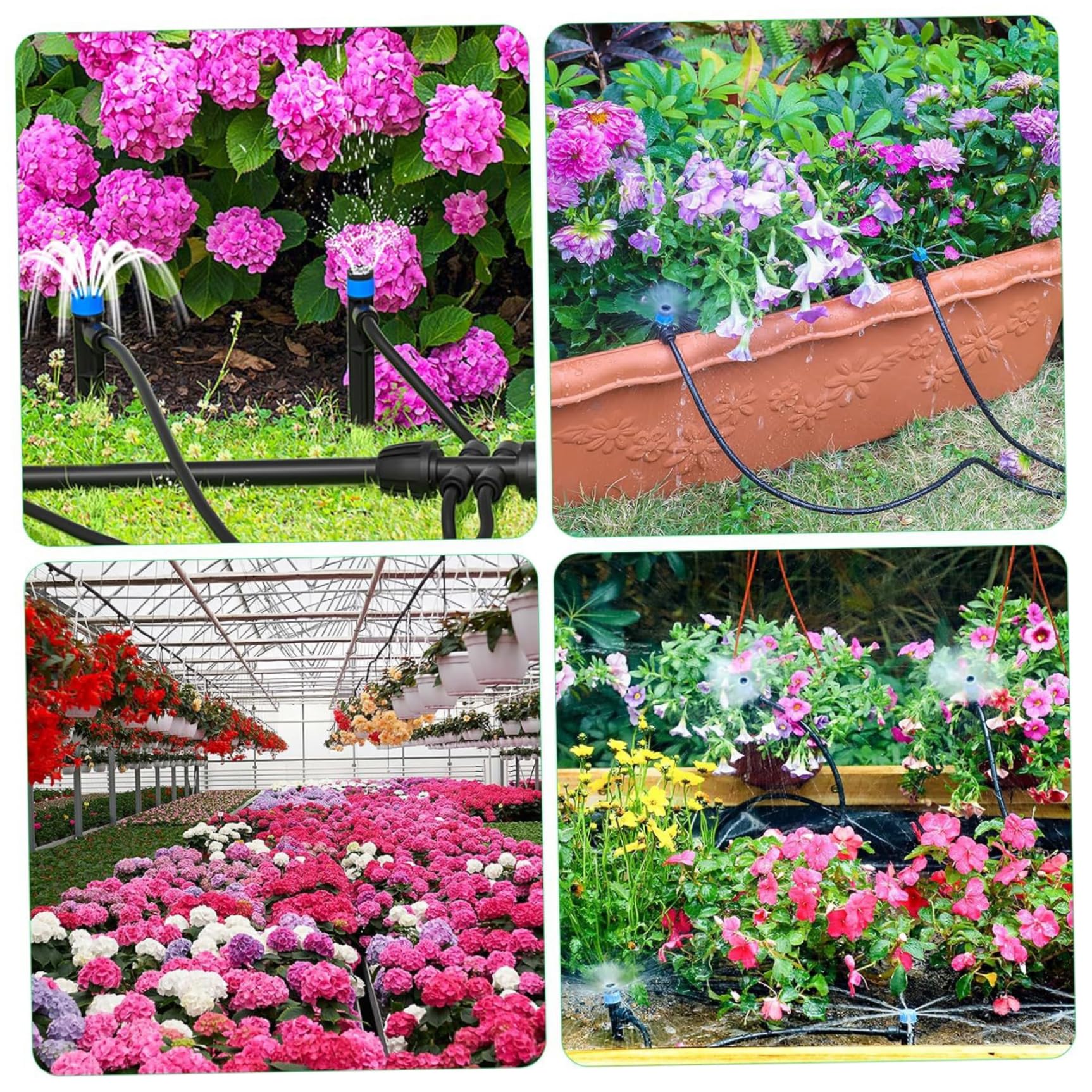 Sistema di irrigazione per giardino, sistema di irrigazione da giardino fai-da-te a connessione rapida con micro tubi da 200 piedi e 8 emettitori, automatico per aiuole rialzate, piante in vaso, irri