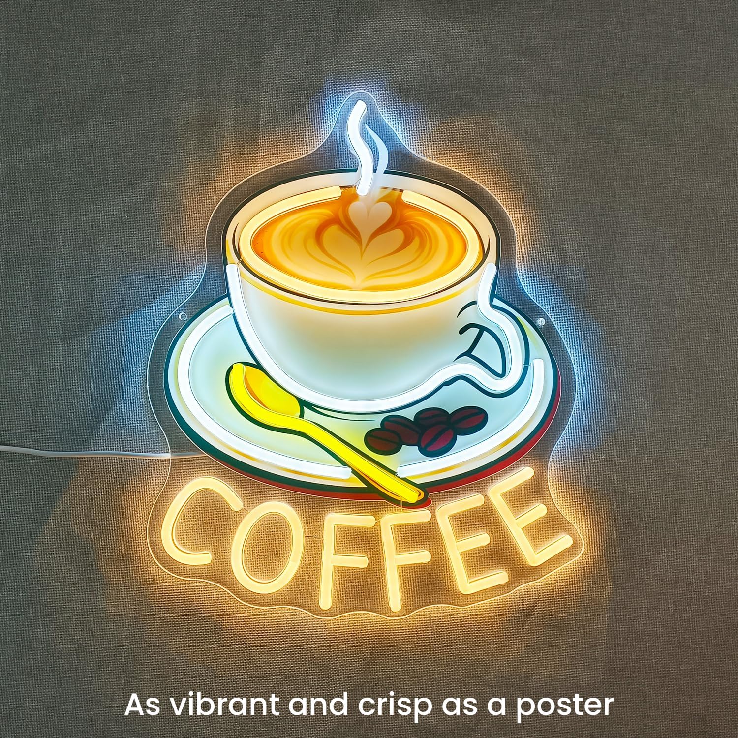 LED Coffee Neon Signs Light Up Cafe Cup Sign for Coffee Snack Bar Corner Station Kitchen Business Shop Store Window Wall Art Decor Gifts Ideas, Dimmable & USB Power