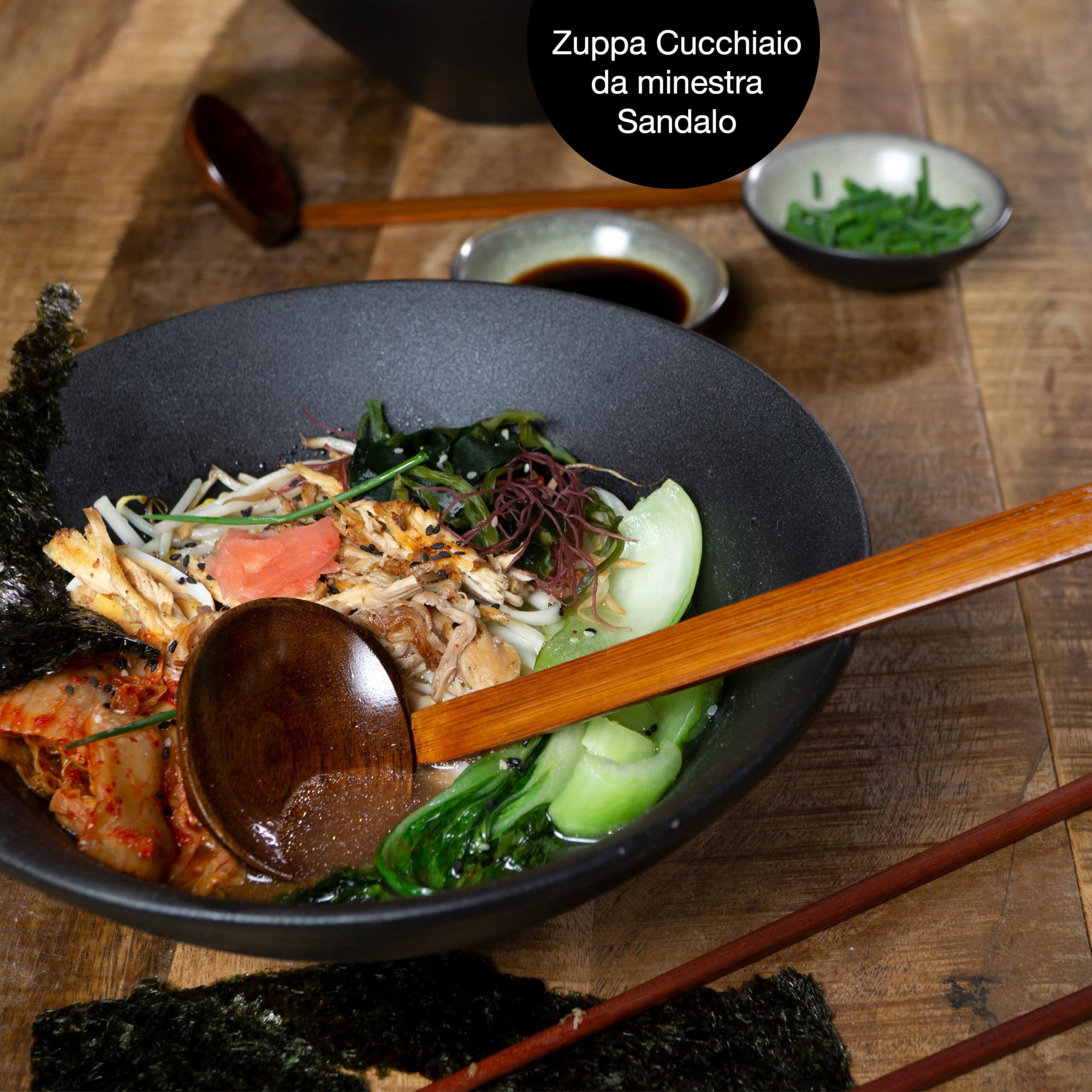 Moritz & Moritz 4 ciotole ramen, in ceramica, da 800 a 1300 ml, diametro 24 cm, per 4 persone, per zuppa, pho e sushi, inclusi bastoncini e cucchiai