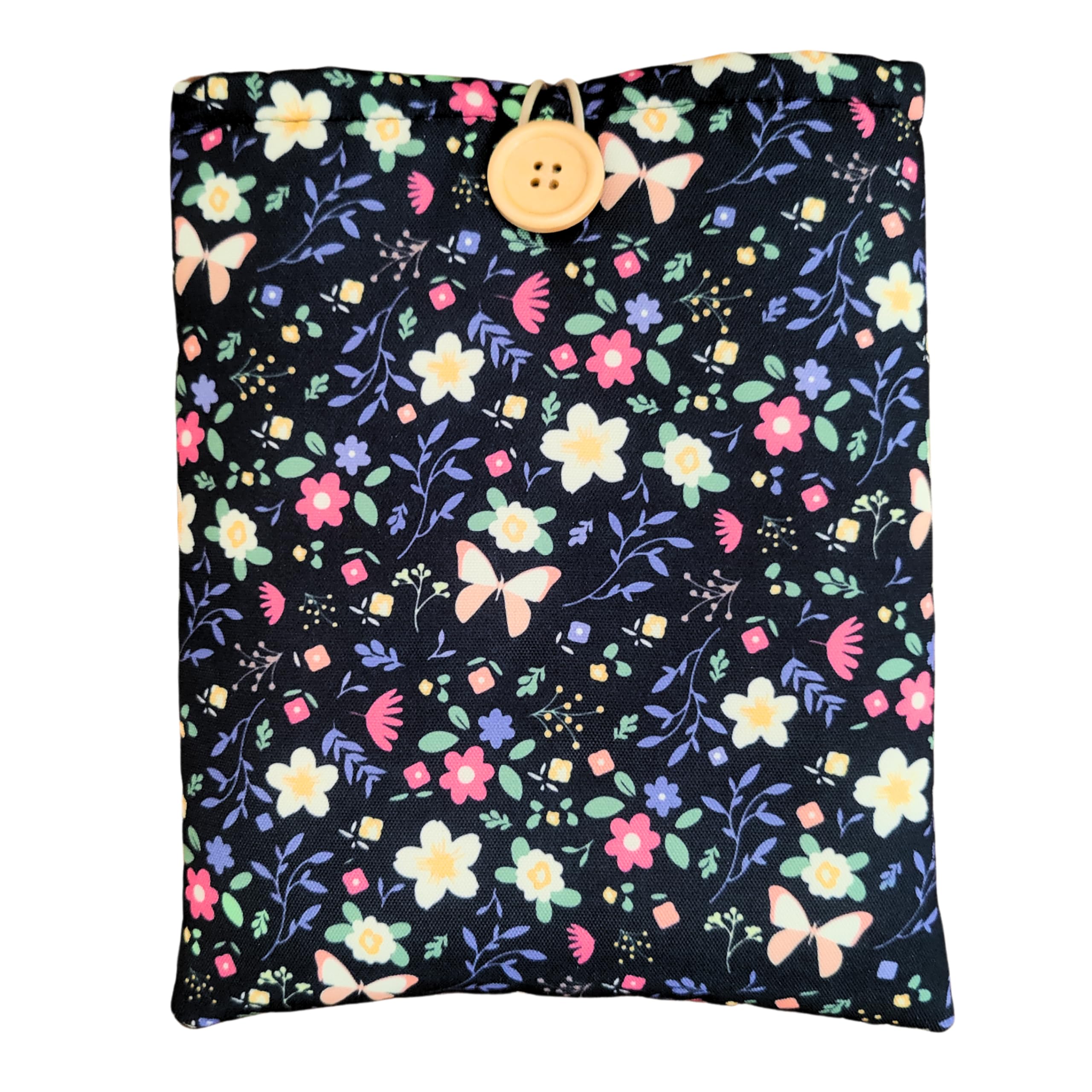 Zosiana Designs Floral Book Sleeve - Elegant Book Cover with Wooden Button, Cotton Padded Protector for Paperbacks & Hardcovers, Ideal for Book Lovers, Durable Design, 10.6x8.7 inches