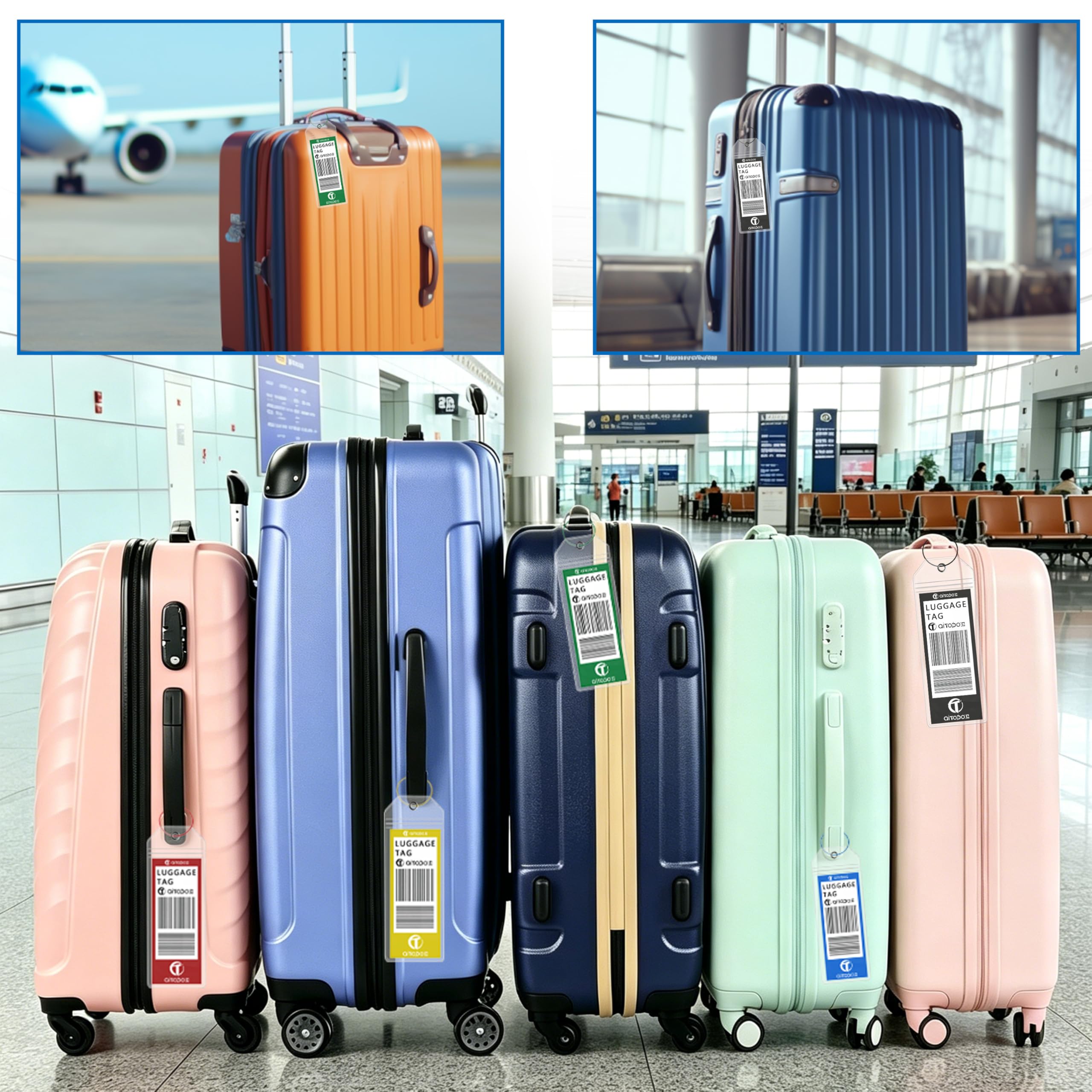 AiTodos® 8 Pezzi Etichette per Valigie Aereo, 19x6,5cm, PVC Materiale | PVC Trasparente Impermeabile, Anelli Acciaio Inox, 19x6,5cm, Adatto per Carte d'Imbarco e Tutte Navi P&O, Valigie