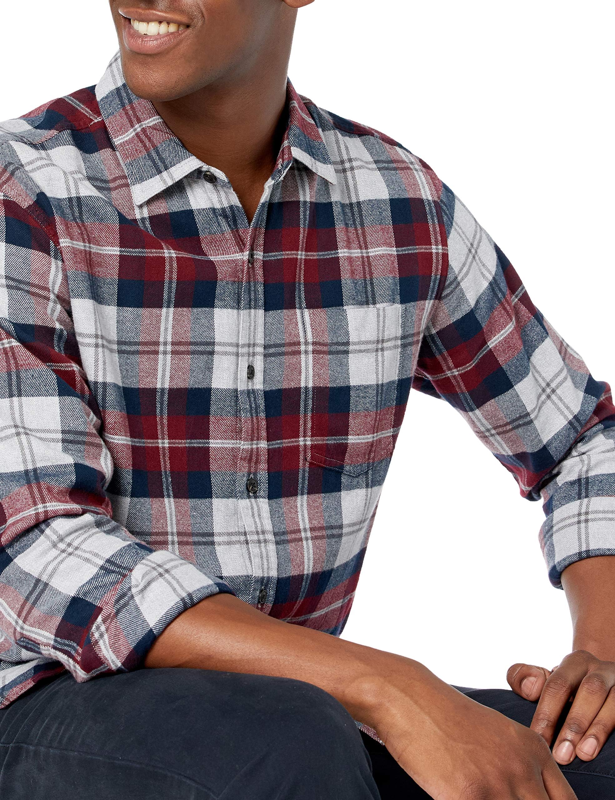 Amazon Essentials Camicia in Flanella a Maniche Lunghe - Colori Fuori Produzione Uomo