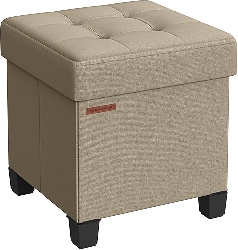 Miniatura 68 de SONGMICS Otomana de almacenamiento de cubo de 15 pulgadas, banco de dormitorio con almacenamiento, taburete de pie con pies, soporta hasta 660