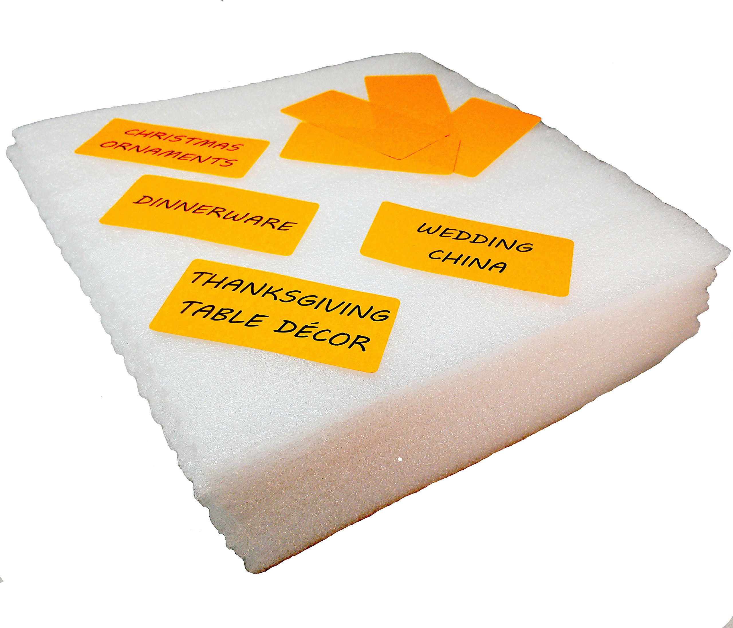 Foam Cushion 30 Sheets + 8 Bonus Blank Color Labels, Extra Thick 1/8"- 12” x 12” Cushioned Insulation Wrap Sheets - Packing & Moving Supplies for Plates, Glasses & Fragile Items by ULIFY