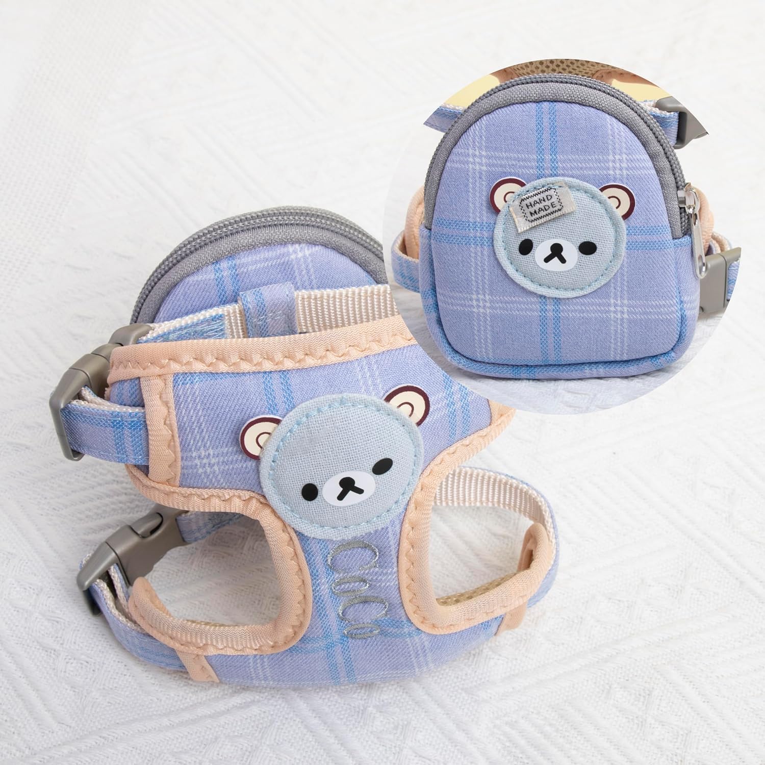 Personalized Dog Harness with Backpack Leash Set Custom Name Puppy Harness Small Medium Dog Cat Harnesses Adjustable Soft Breathable for Walking Travel Hiking