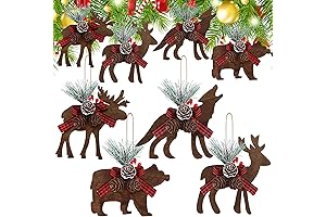 Rustic Christmas Tree Decorations Set of 8