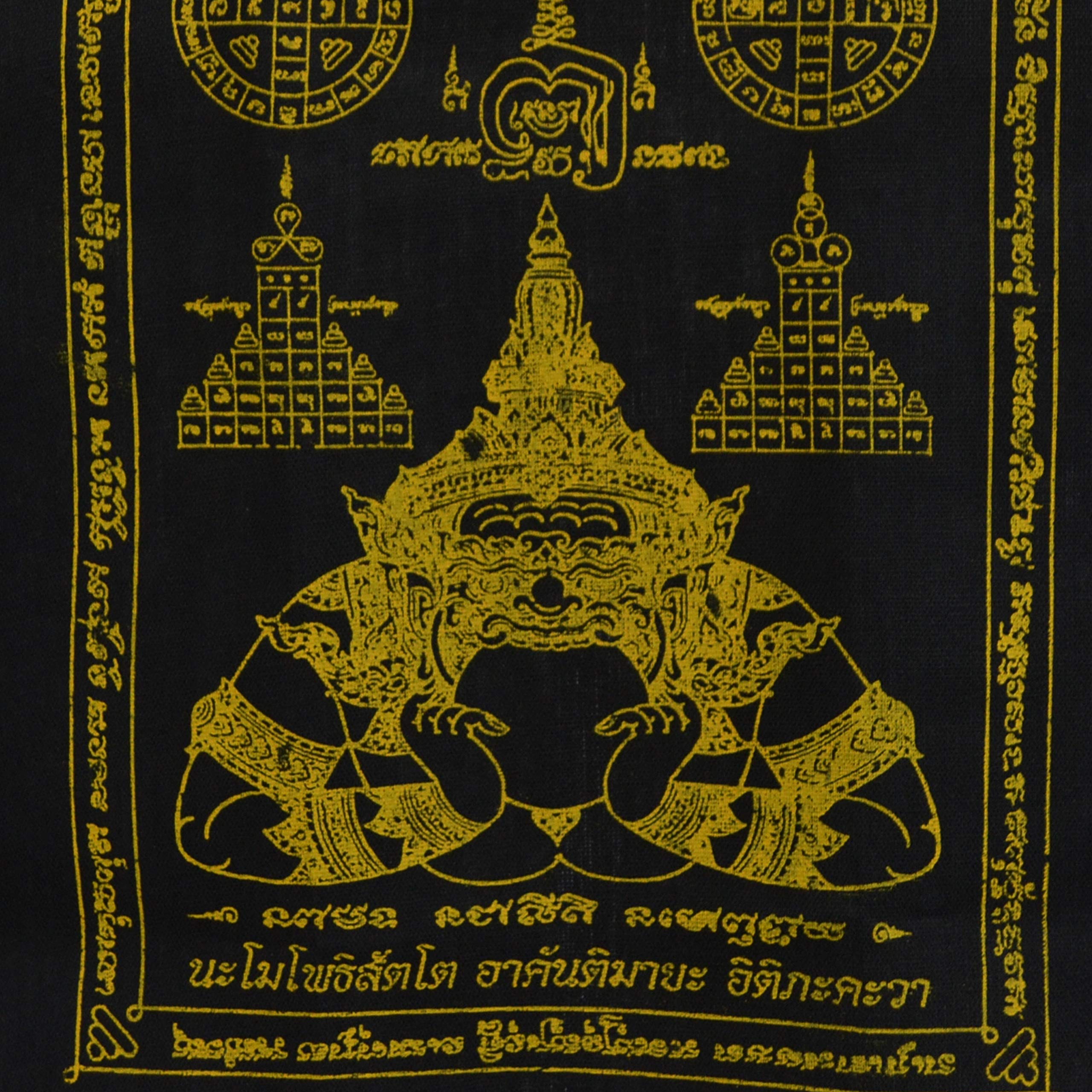Thai Holy Magic Cloth Talisman Miracle Pendant Phra Rahu Rahoo Om Chan Moon Hindu Powerful Wealth Lucky Powerful Good luck and trader