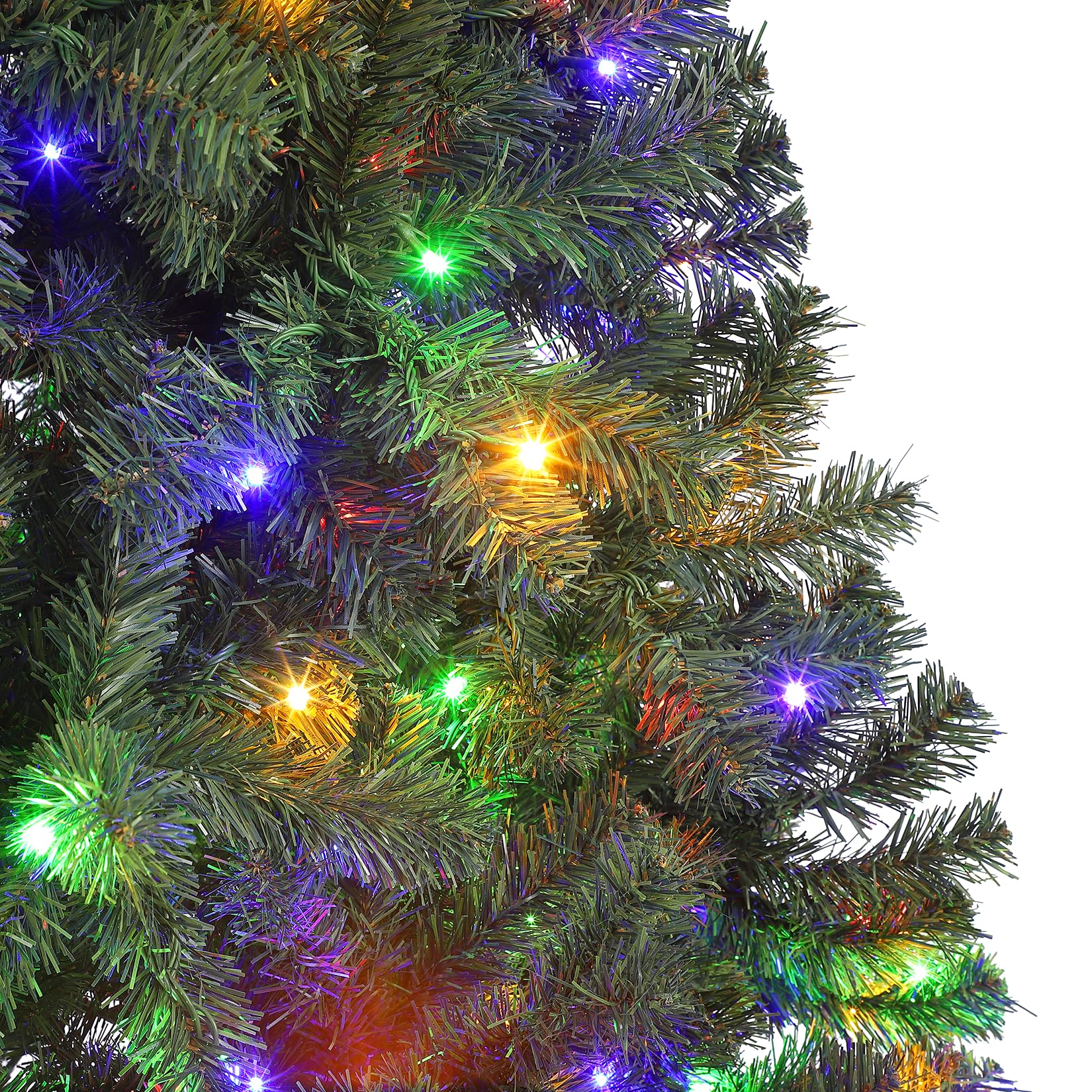 Garvee 180 cm Weihnachtsbaum Künstlich mit 250 Beleuchtung, Künstlicher Weihnachtsbaum, PVC Tannenbaum mit 758 grünen Spitzen Ø 114 cm Kunstbaum Weihnachten mit Metallständer& Klapp-Schirmsystem