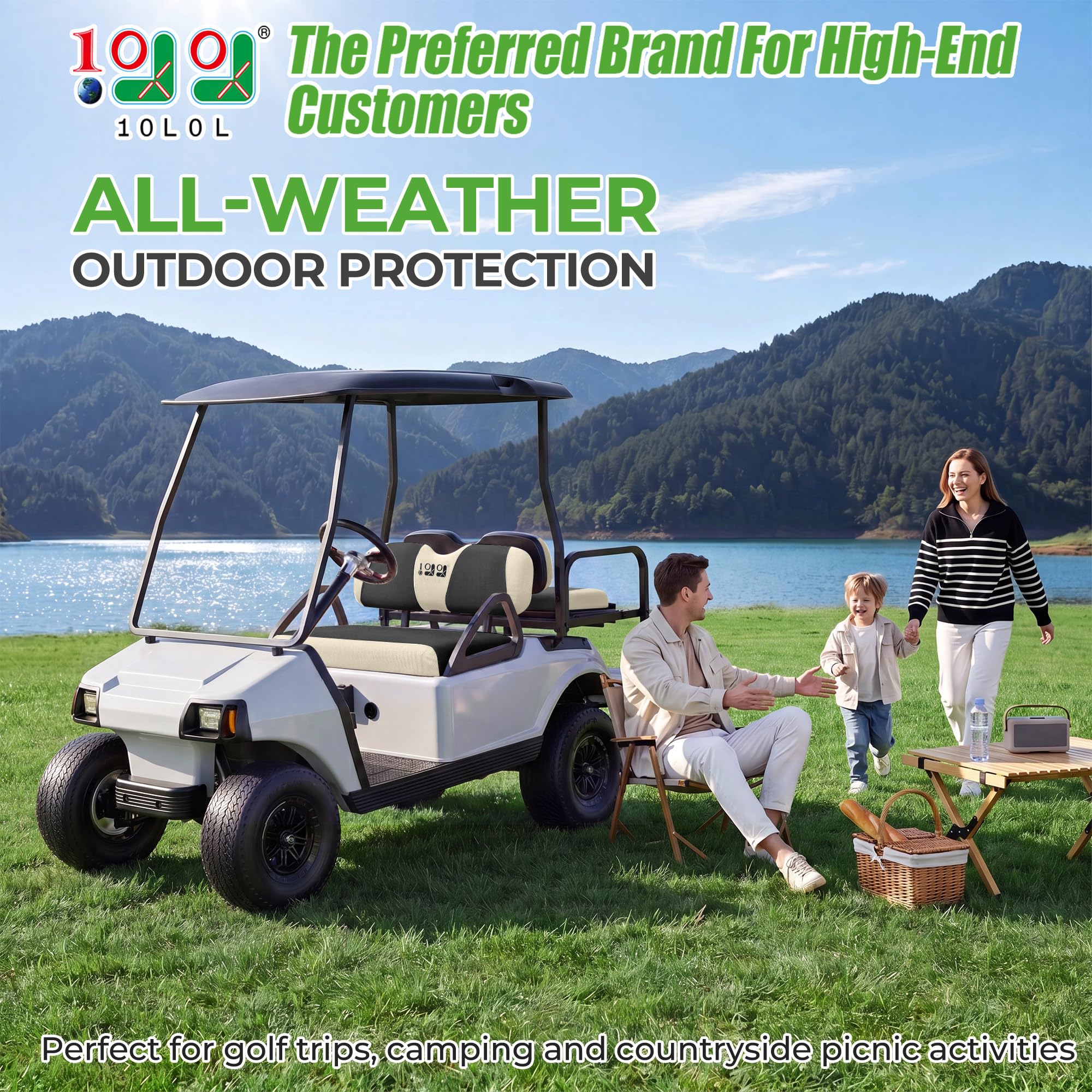 10L0L Juego de Fundas para Asientos de Carrito de Golf EZGO TXT y RXV, Transpirables y con Tejido de Malla de poliéster Lavable Gris Negro/Amarillo/Beige
