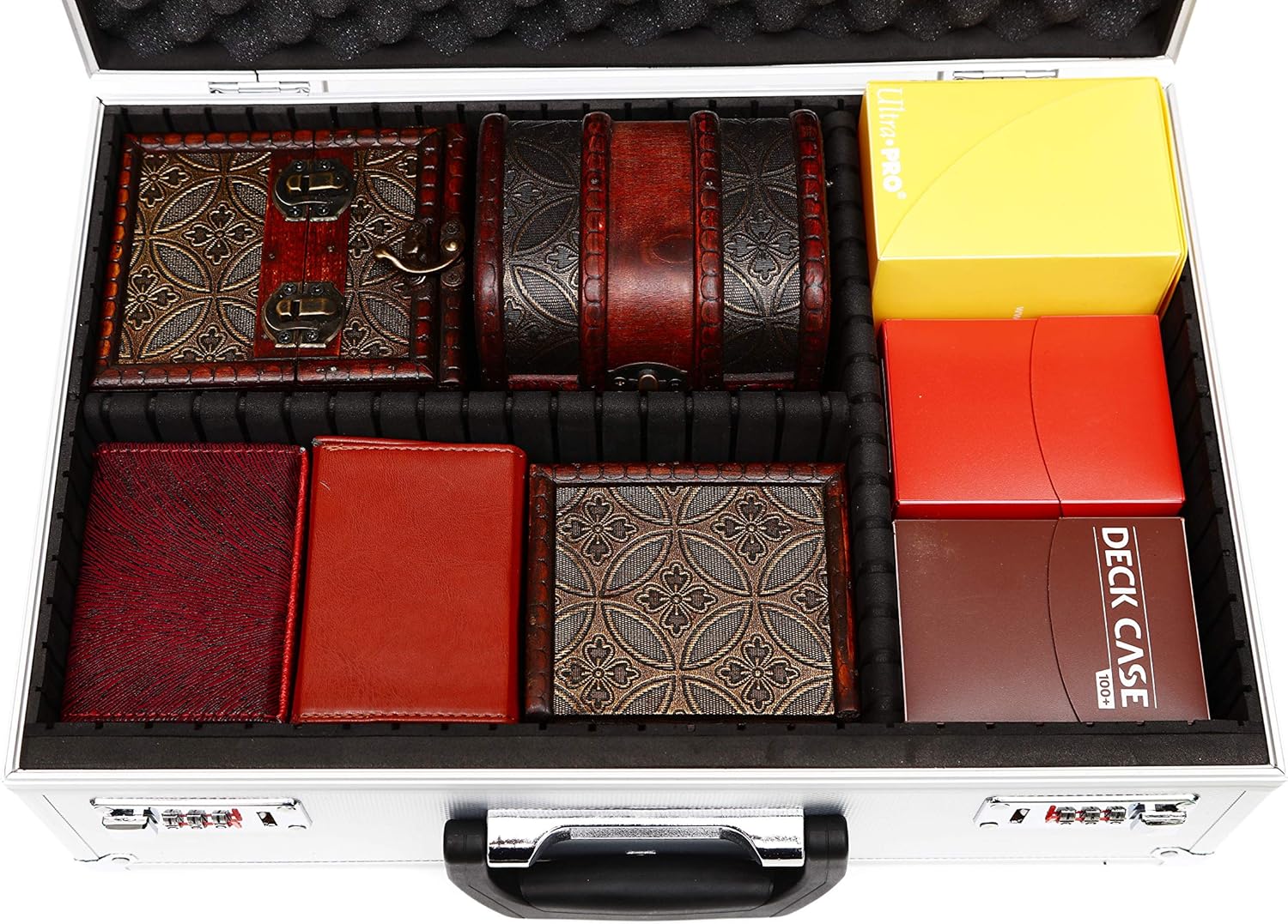 TC-A5 Black Lockable Storage Case with Sliding Divider Walls for TCG, Deck Box, Card Games, MTG, Magic, FaB, YGO, FaB, Dominion, Board Games