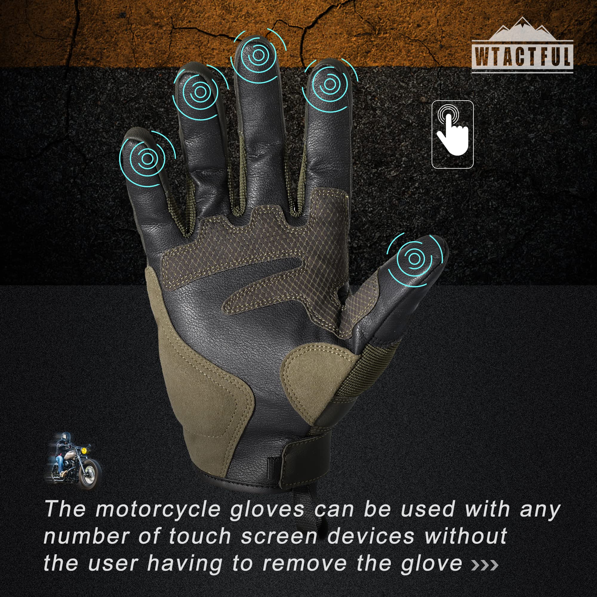 WTACTFUL Guanti Moto In Pelle Di Capra – Protezione Carbonio, Touch Screen E Traspiranti Per Uomo E Donna